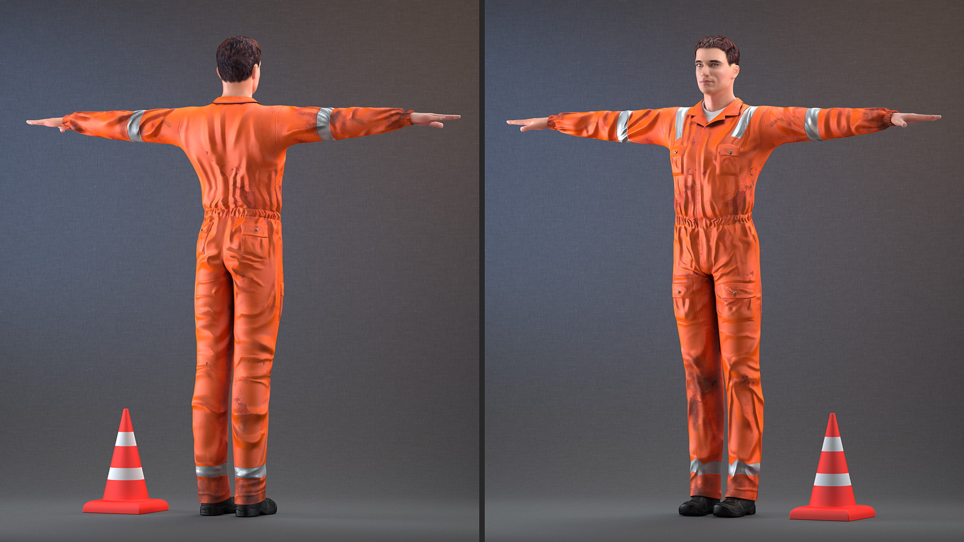 Dirty Road Worker T-Pose 3D model
