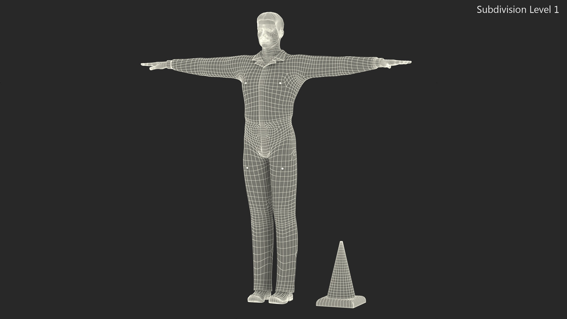 Dirty Road Worker T-Pose 3D model