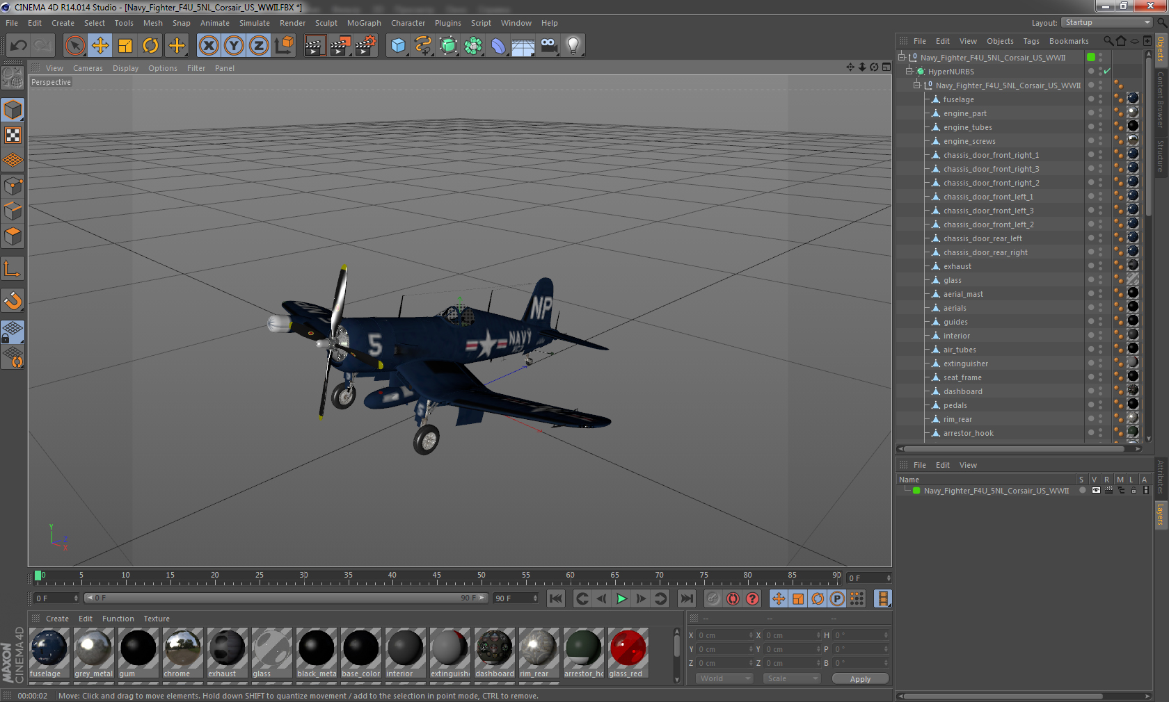 3D Navy Fighter F4U 5NL Corsair US WWII