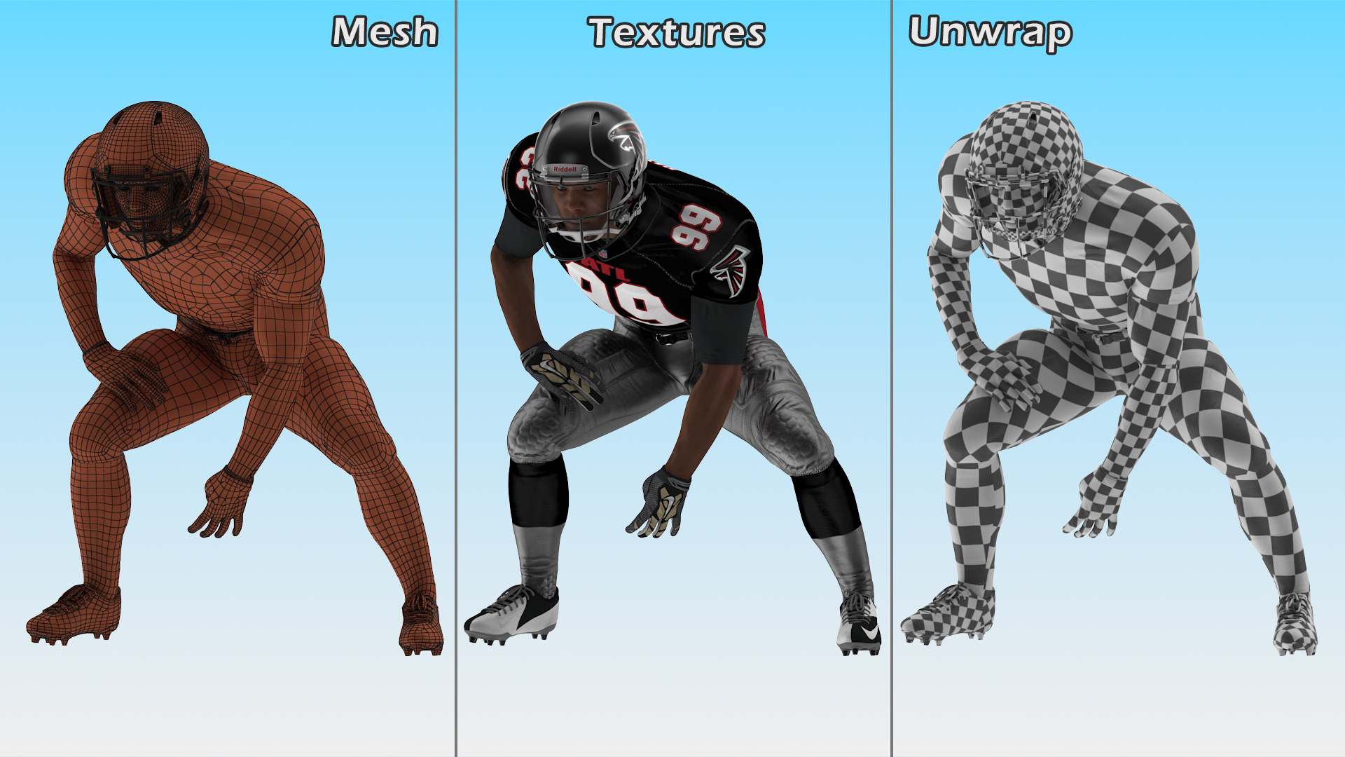 Atlanta Falcons American Football Player Crouching Fur 3D model