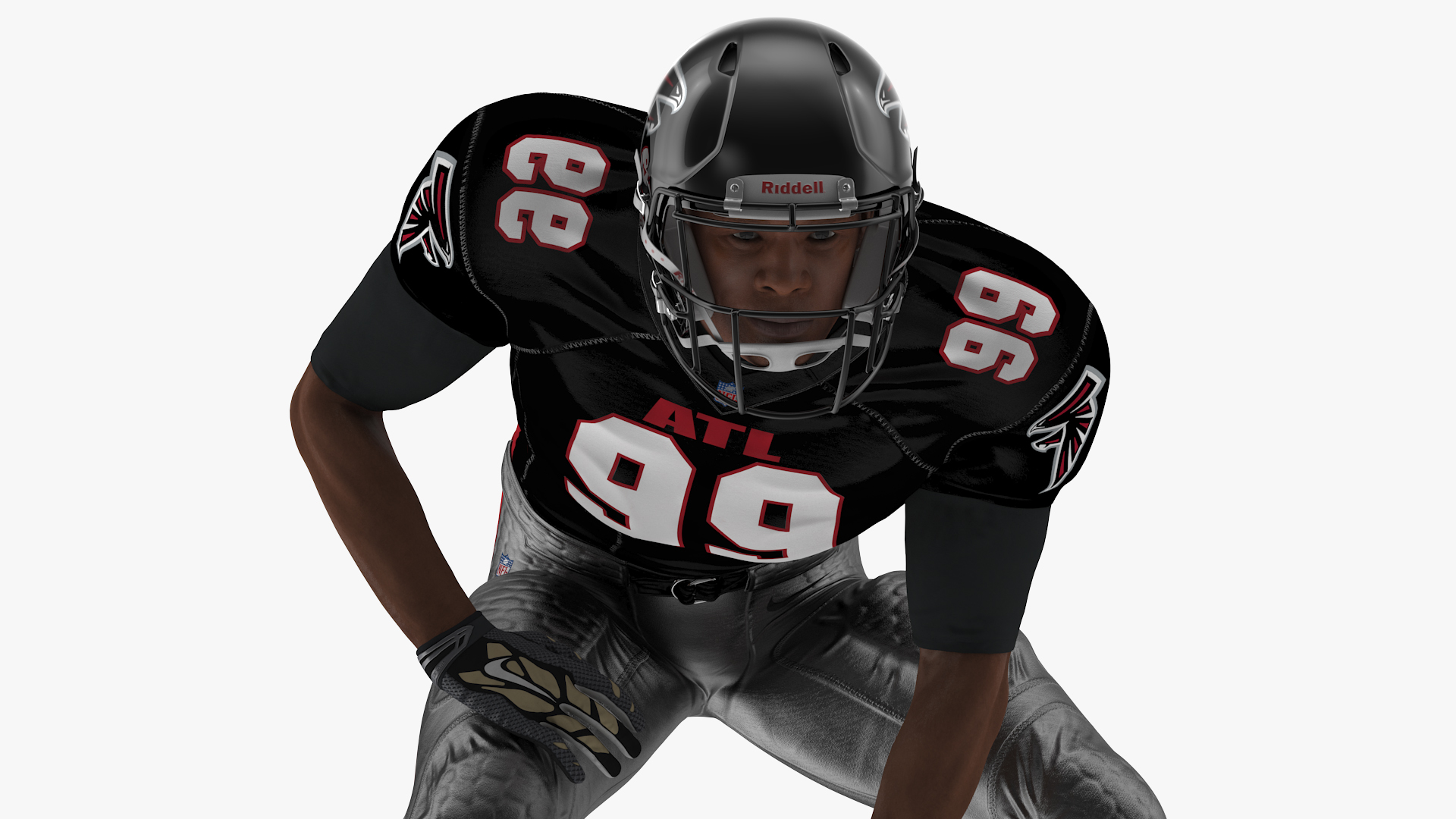 Atlanta Falcons American Football Player Crouching Fur 3D model