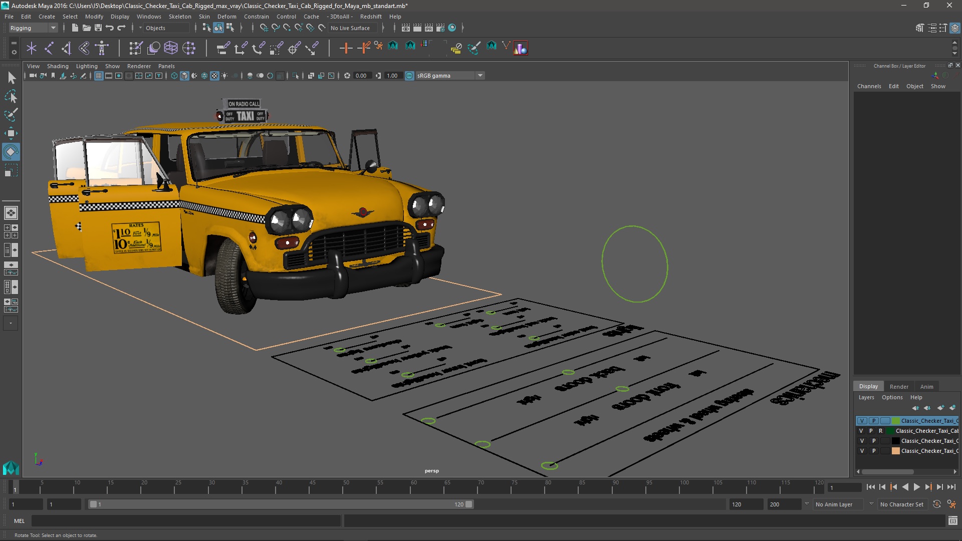 3D model Classic Checker Taxi Cab Rigged for Maya