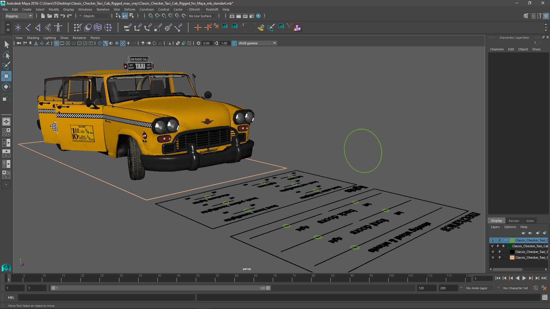 3D model Classic Checker Taxi Cab Rigged for Maya
