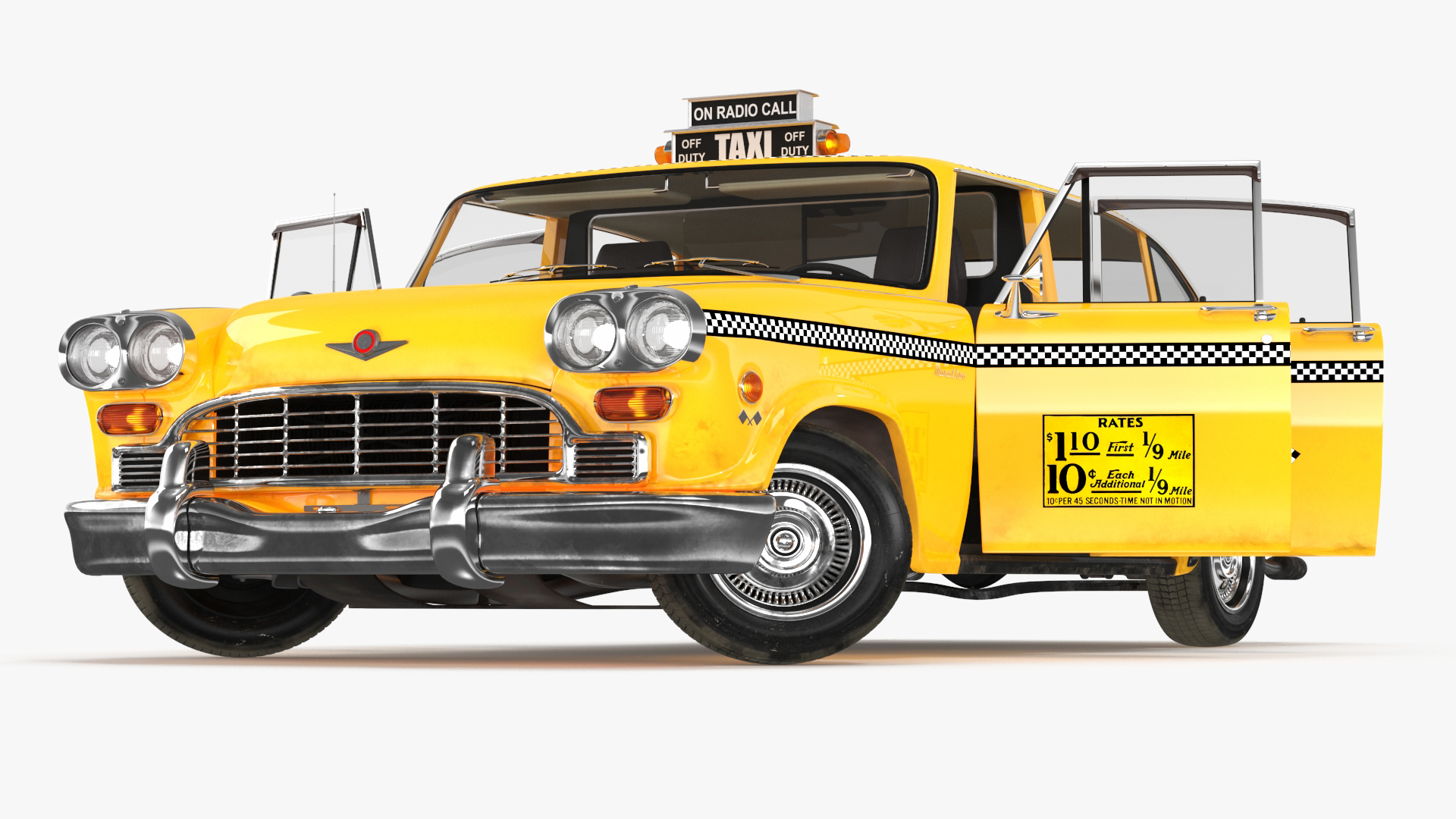 3D model Classic Checker Taxi Cab Rigged for Maya