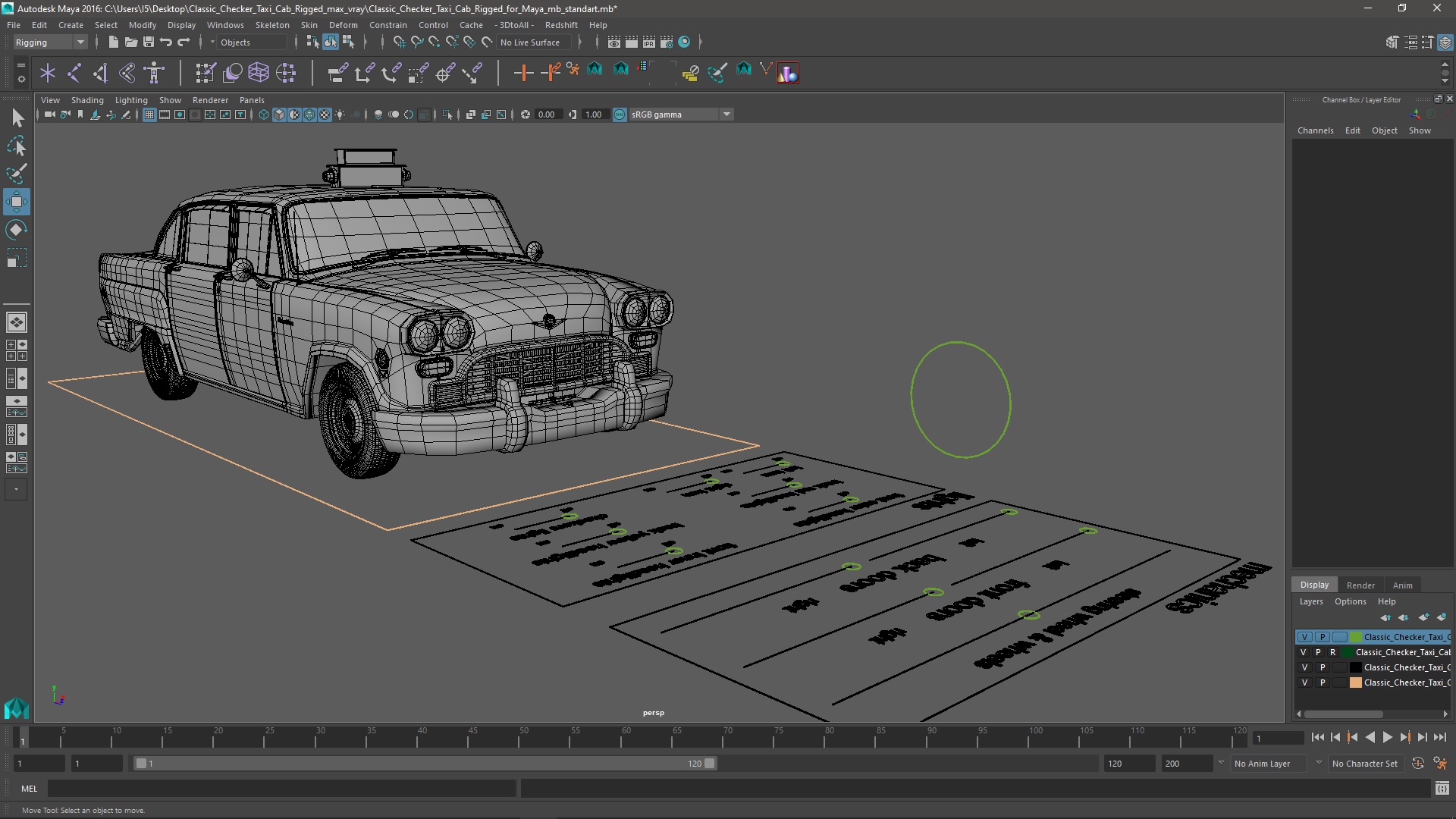 3D model Classic Checker Taxi Cab Rigged for Maya