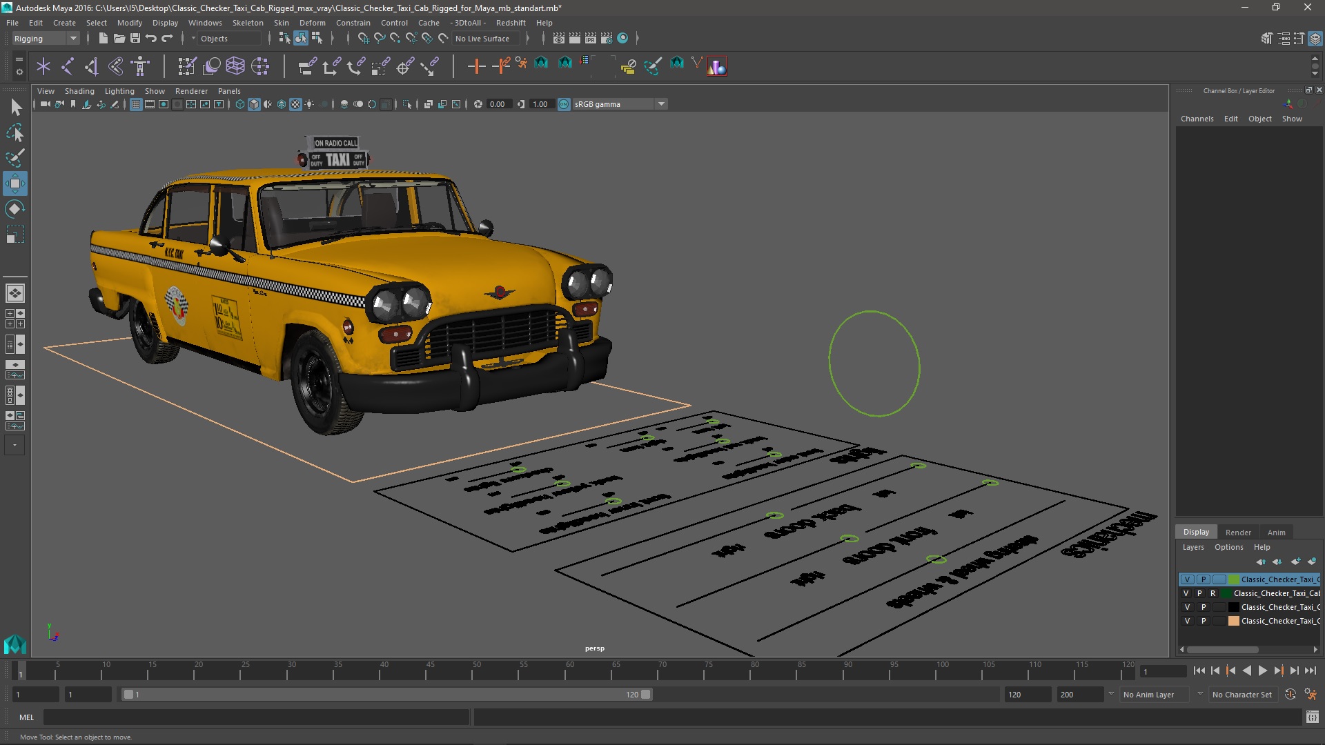 3D model Classic Checker Taxi Cab Rigged for Maya