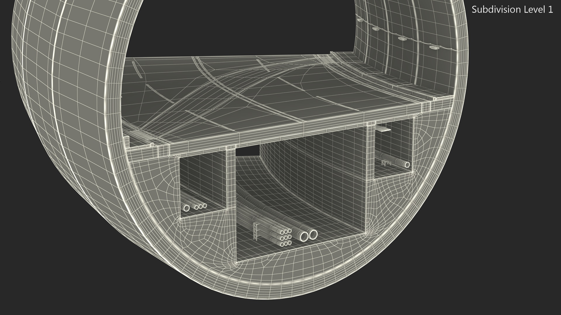 3D Car Tunnel Structure Section Turn model