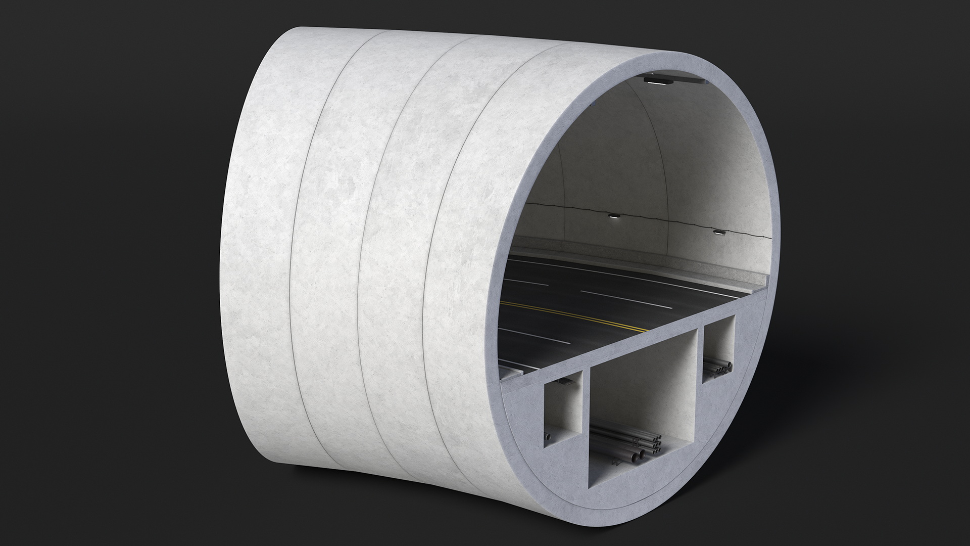 3D Car Tunnel Structure Section Turn model