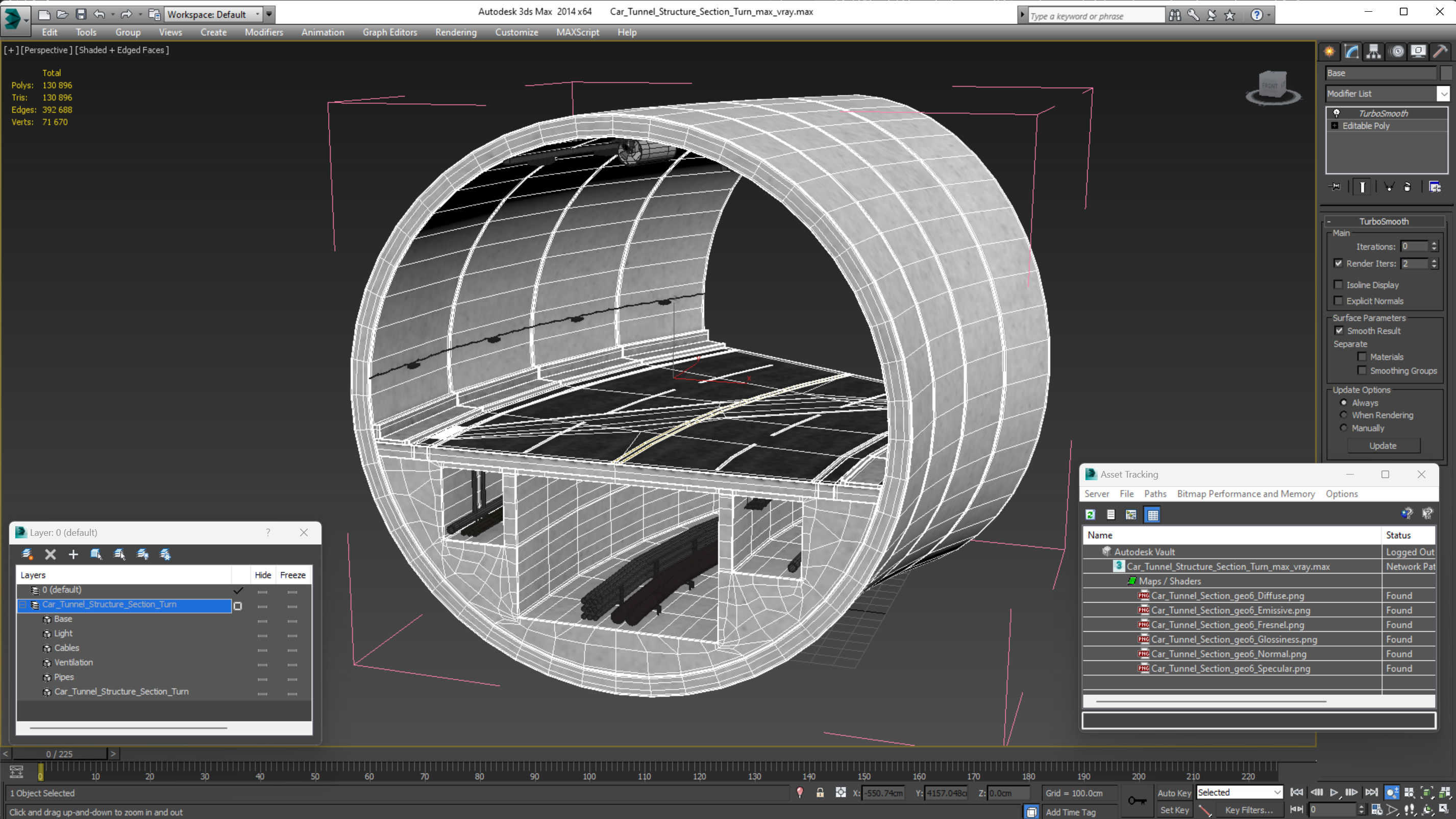 3D Car Tunnel Structure Section Turn model
