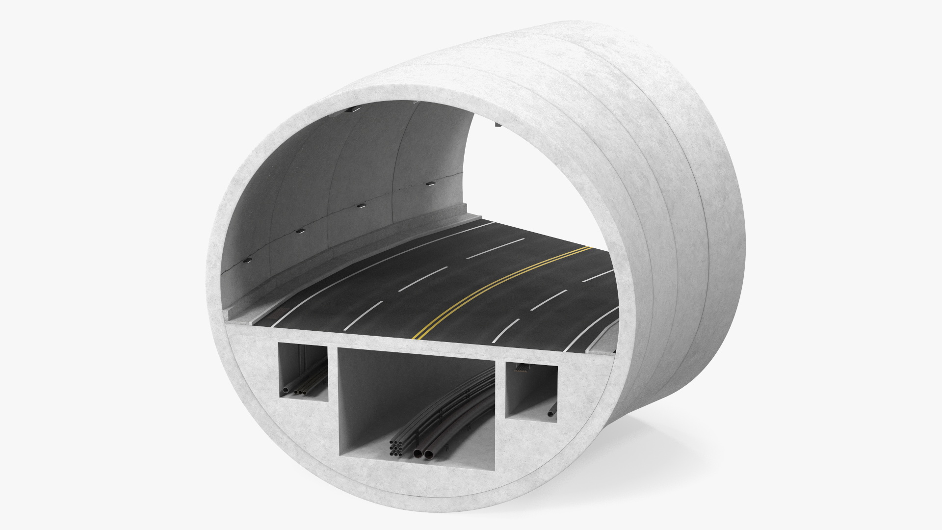 3D Car Tunnel Structure Section Turn model