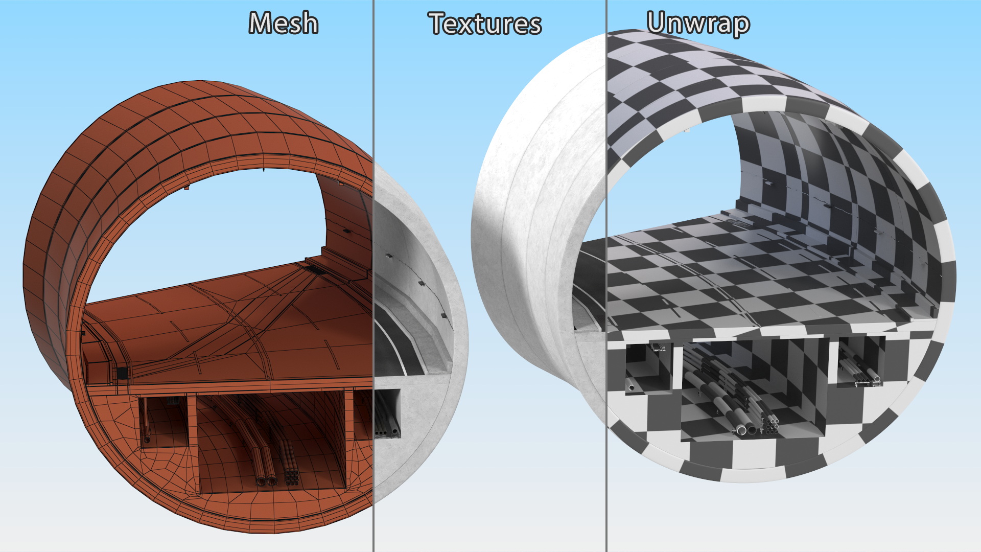 3D Car Tunnel Structure Section Turn model