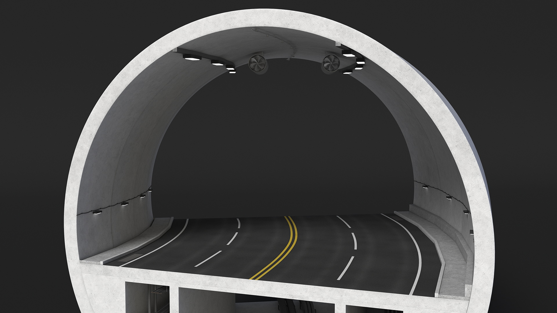 3D Car Tunnel Structure Section Turn model
