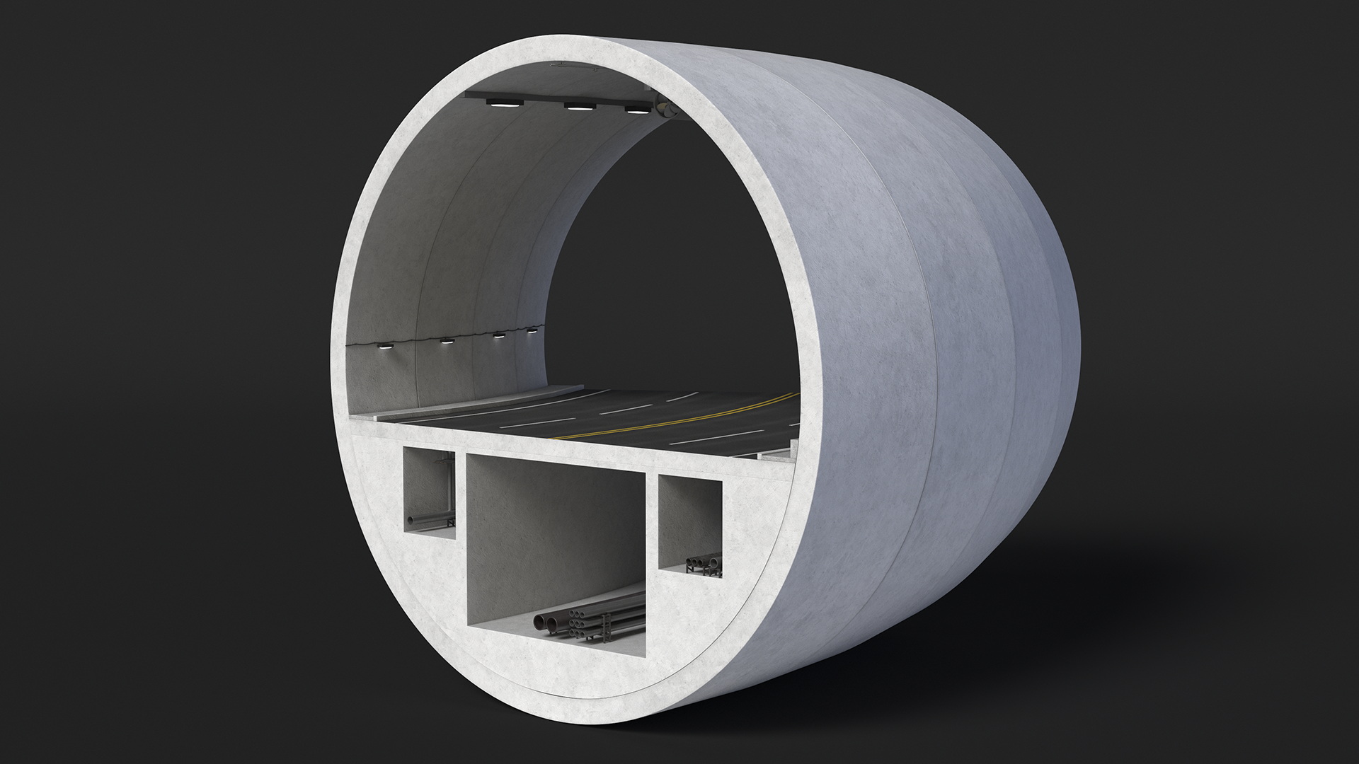 3D Car Tunnel Structure Section Turn model