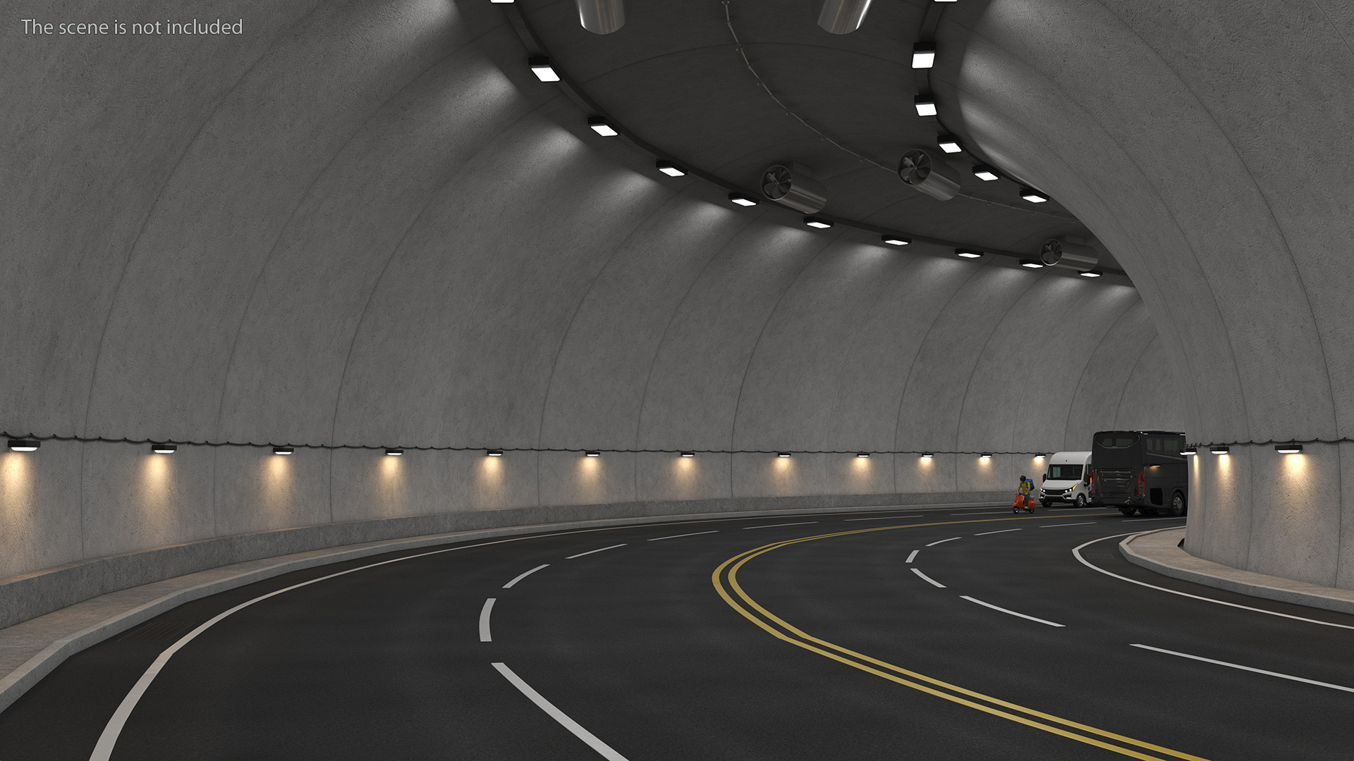 3D Car Tunnel Structure Section Turn model