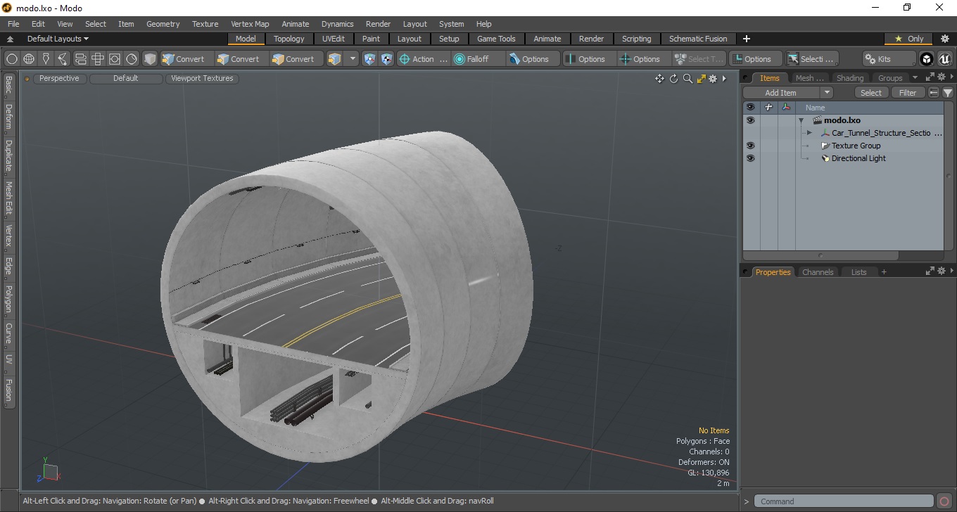 3D Car Tunnel Structure Section Turn model