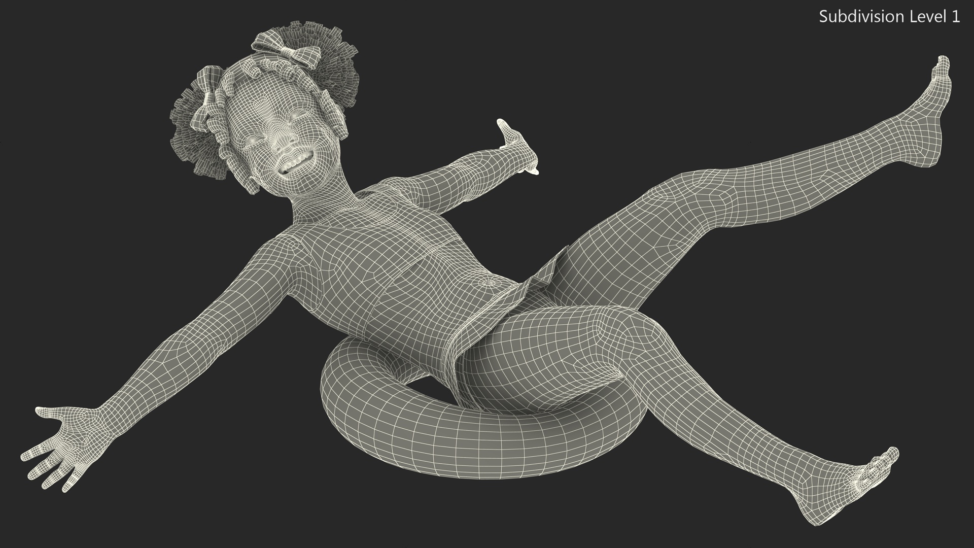 Swimming Inflatable Circle Black Girl Child Swimsuit 3D