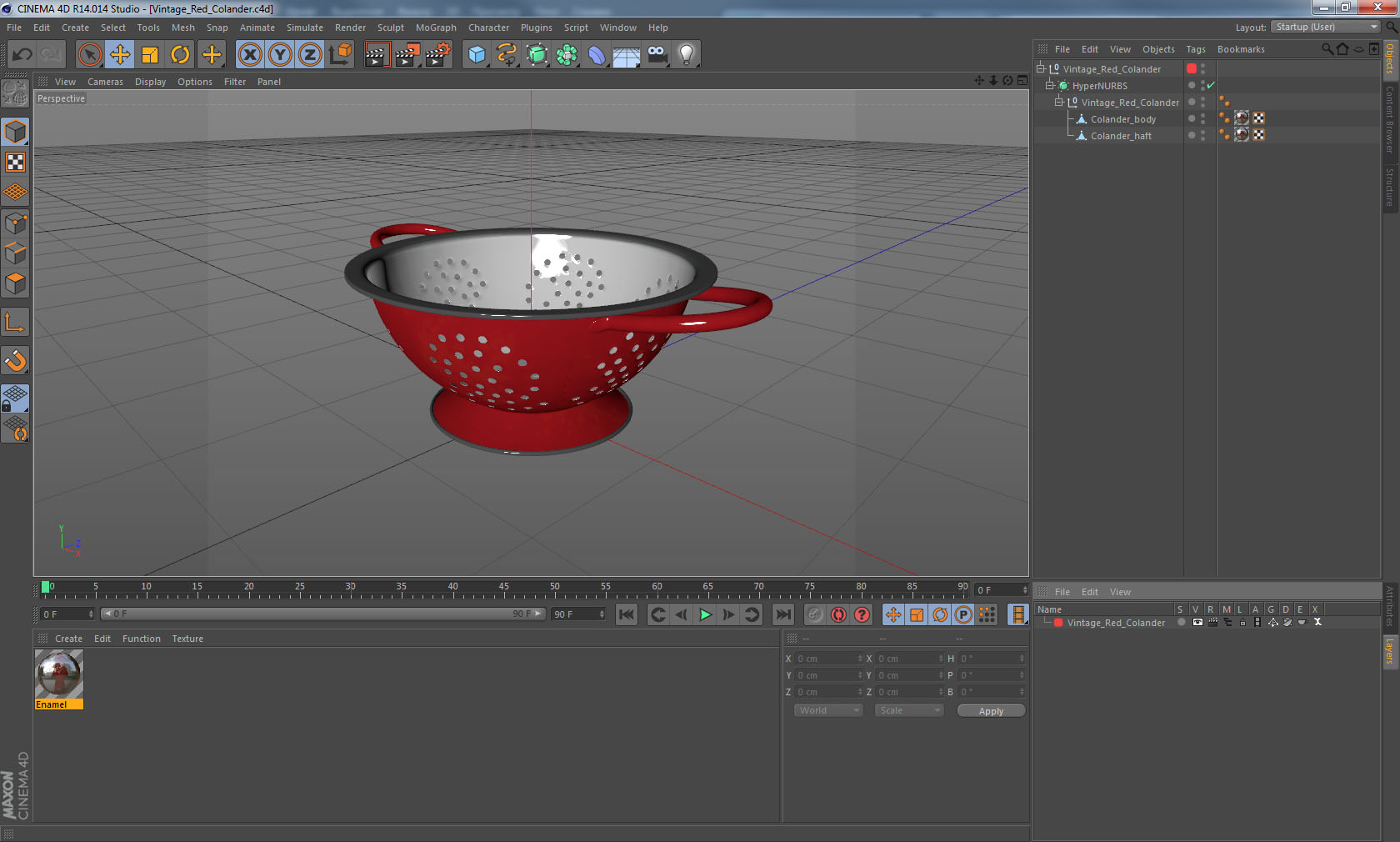 3D model Vintage Red Colander