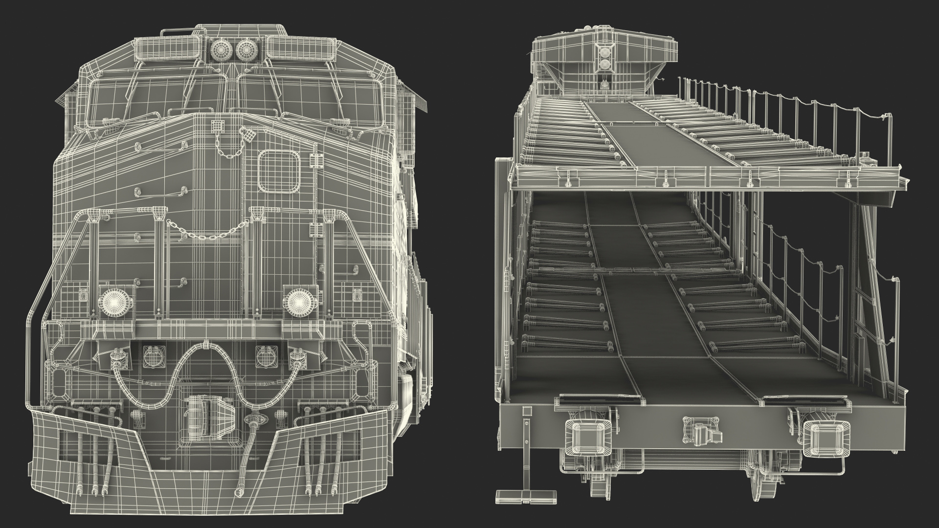 Locomotive Canadian Pacific with Autorack Car Transporter 3D