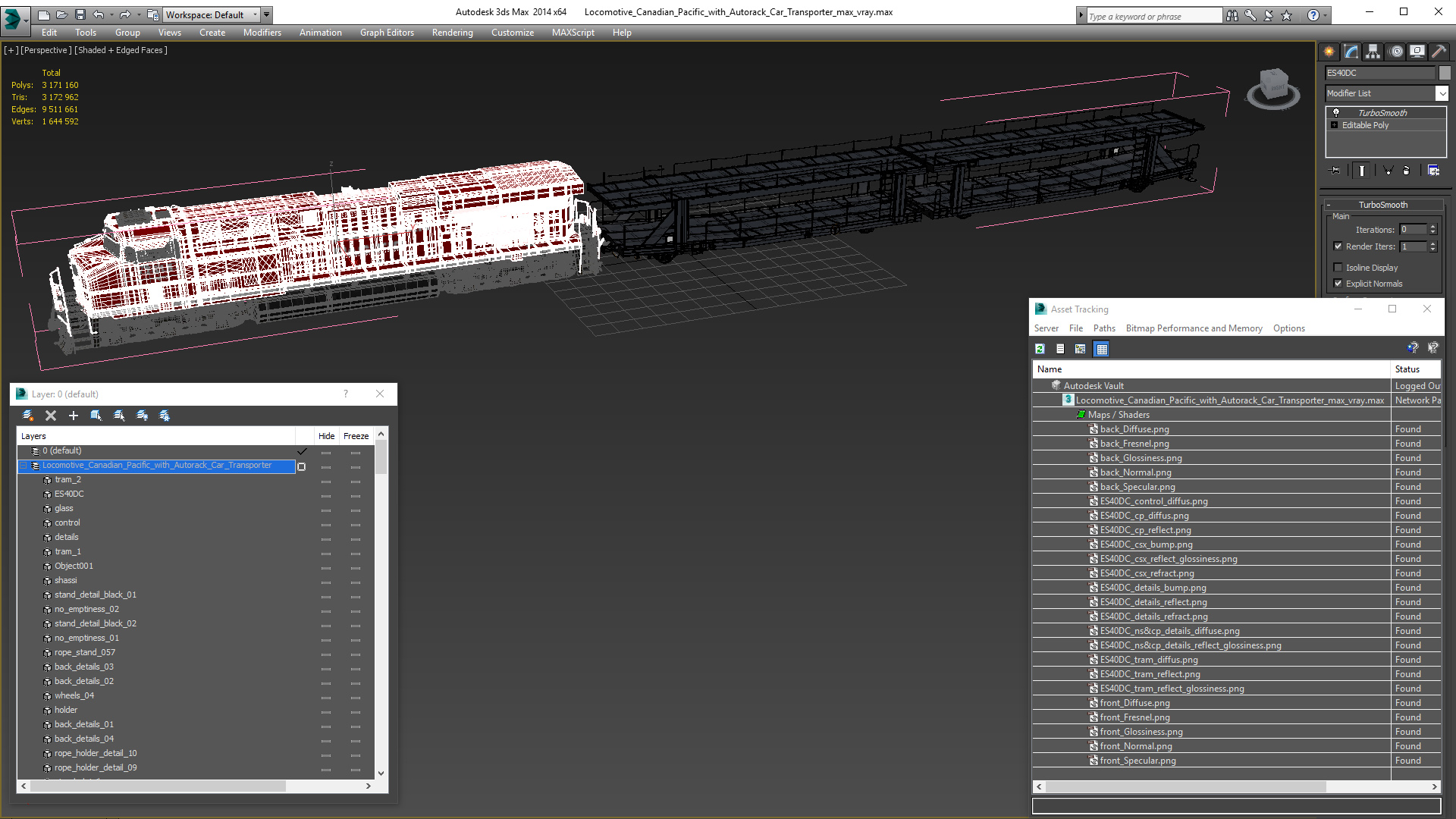 Locomotive Canadian Pacific with Autorack Car Transporter 3D