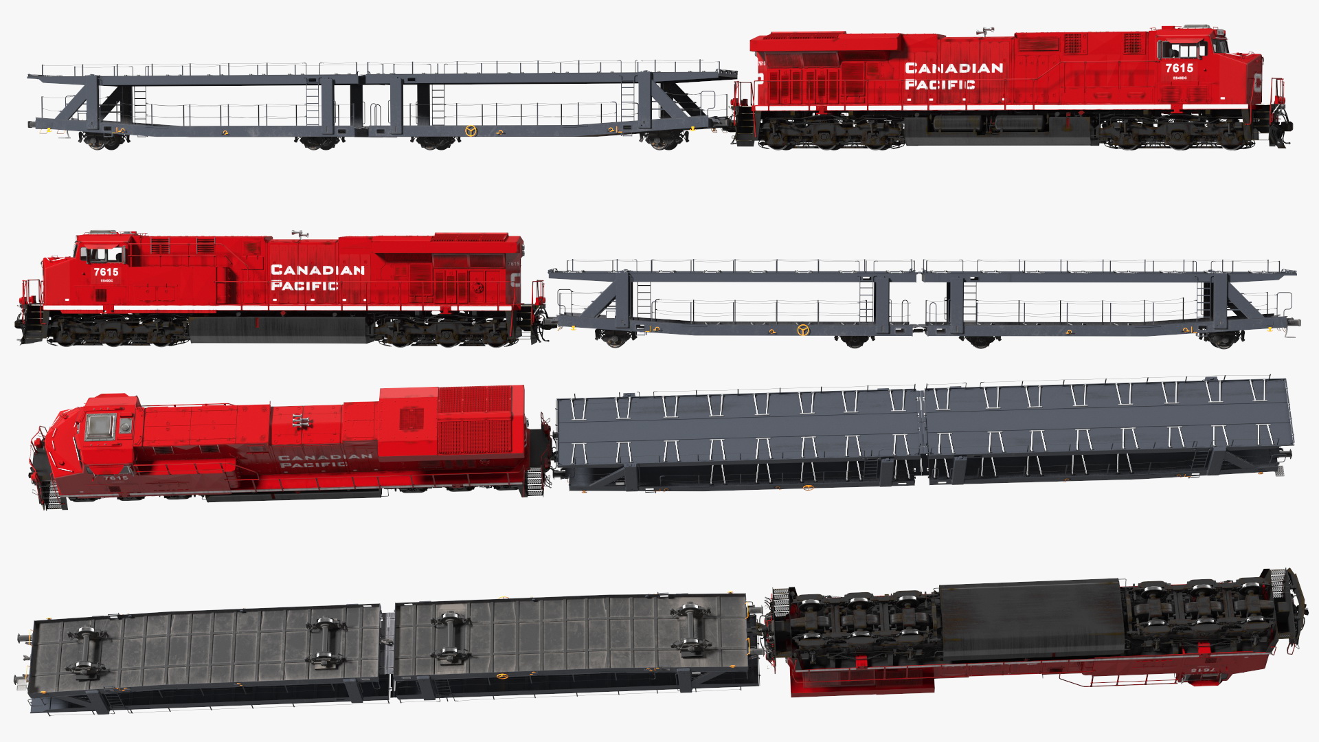Locomotive Canadian Pacific with Autorack Car Transporter 3D