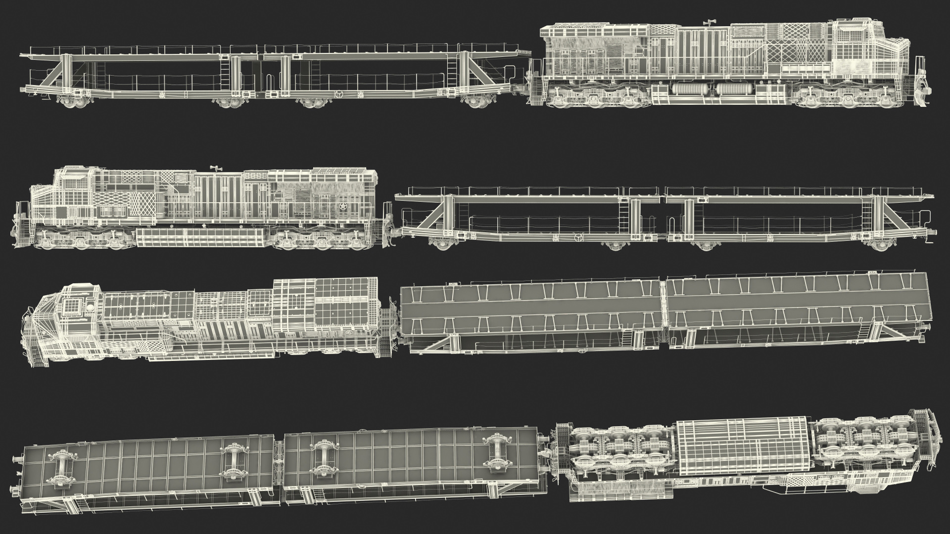 Locomotive Canadian Pacific with Autorack Car Transporter 3D