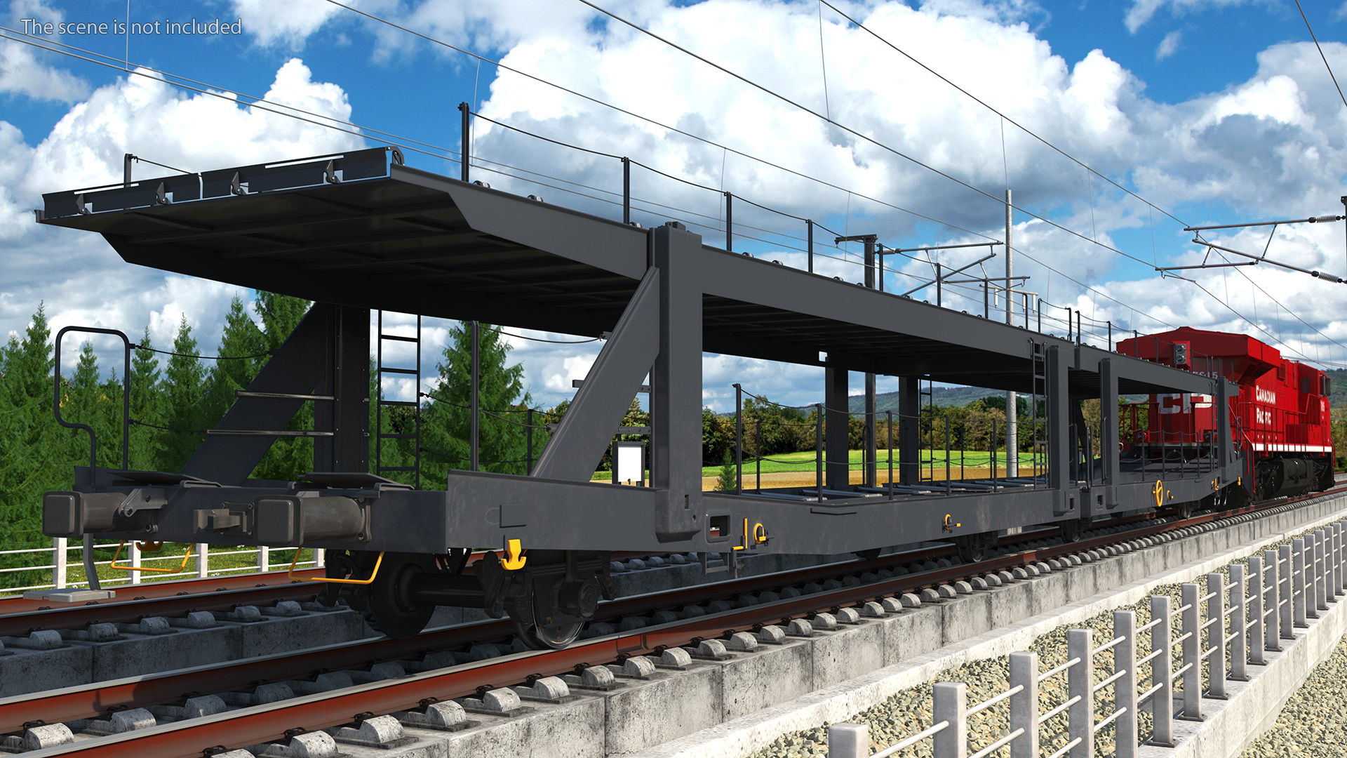 Locomotive Canadian Pacific with Autorack Car Transporter 3D