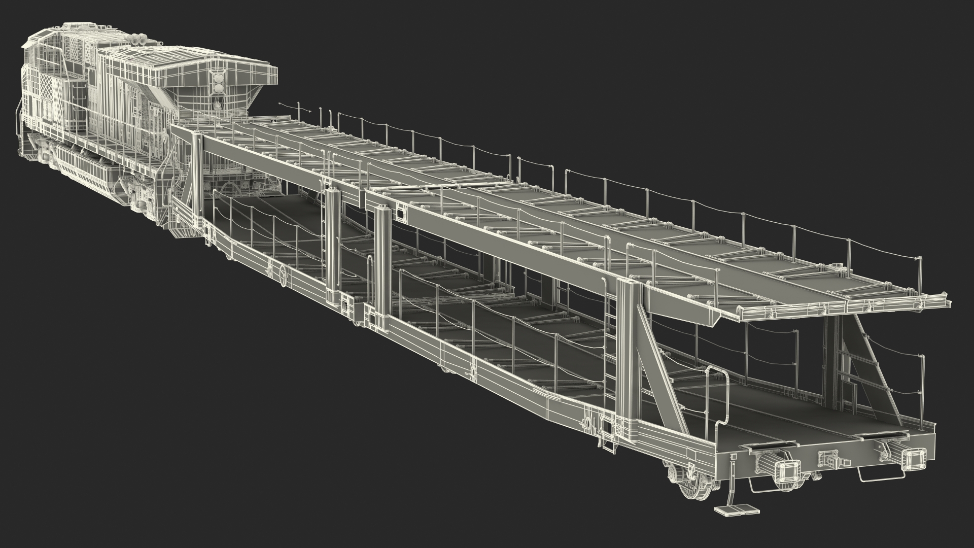 Locomotive Canadian Pacific with Autorack Car Transporter 3D