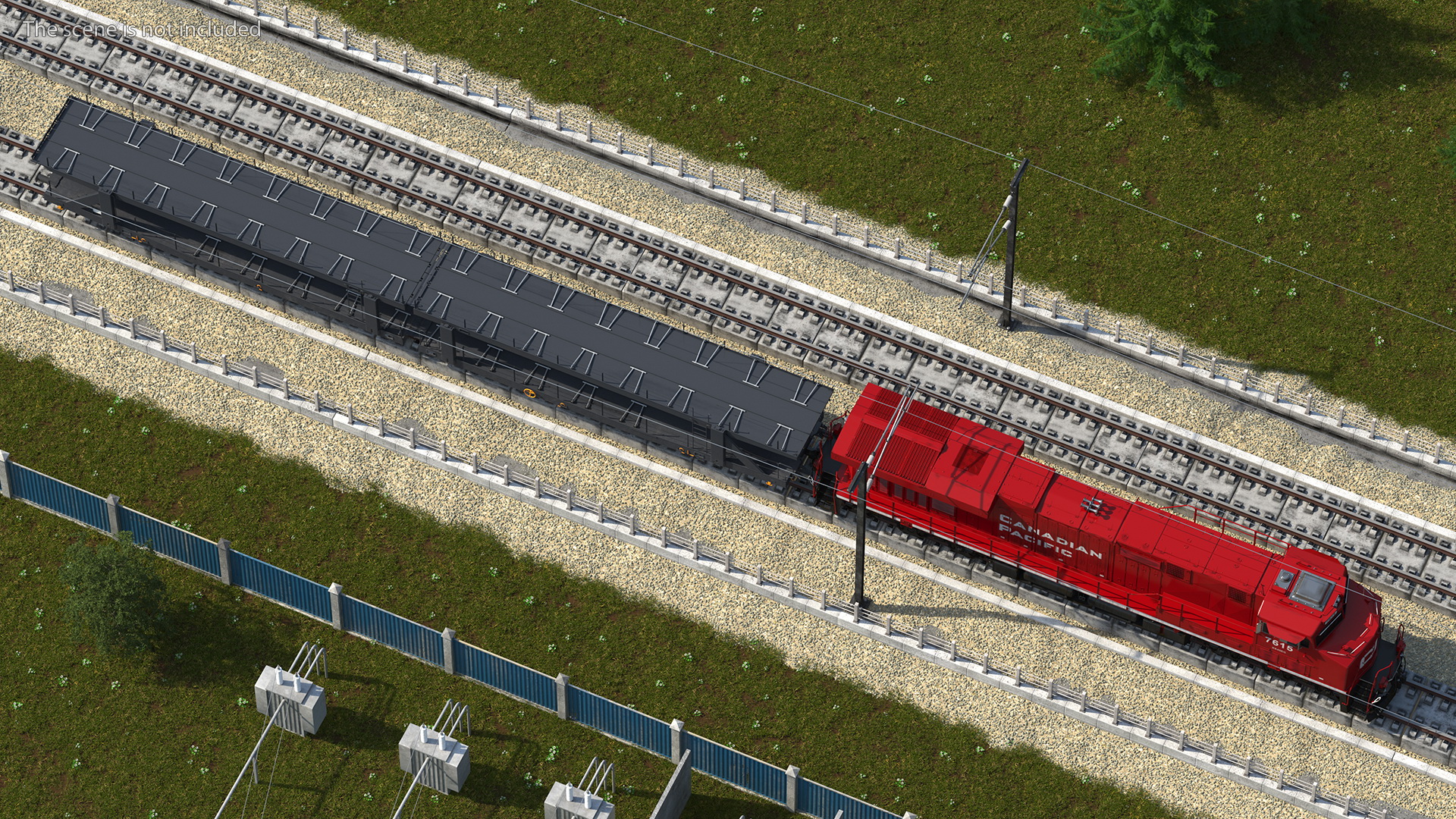 Locomotive Canadian Pacific with Autorack Car Transporter 3D