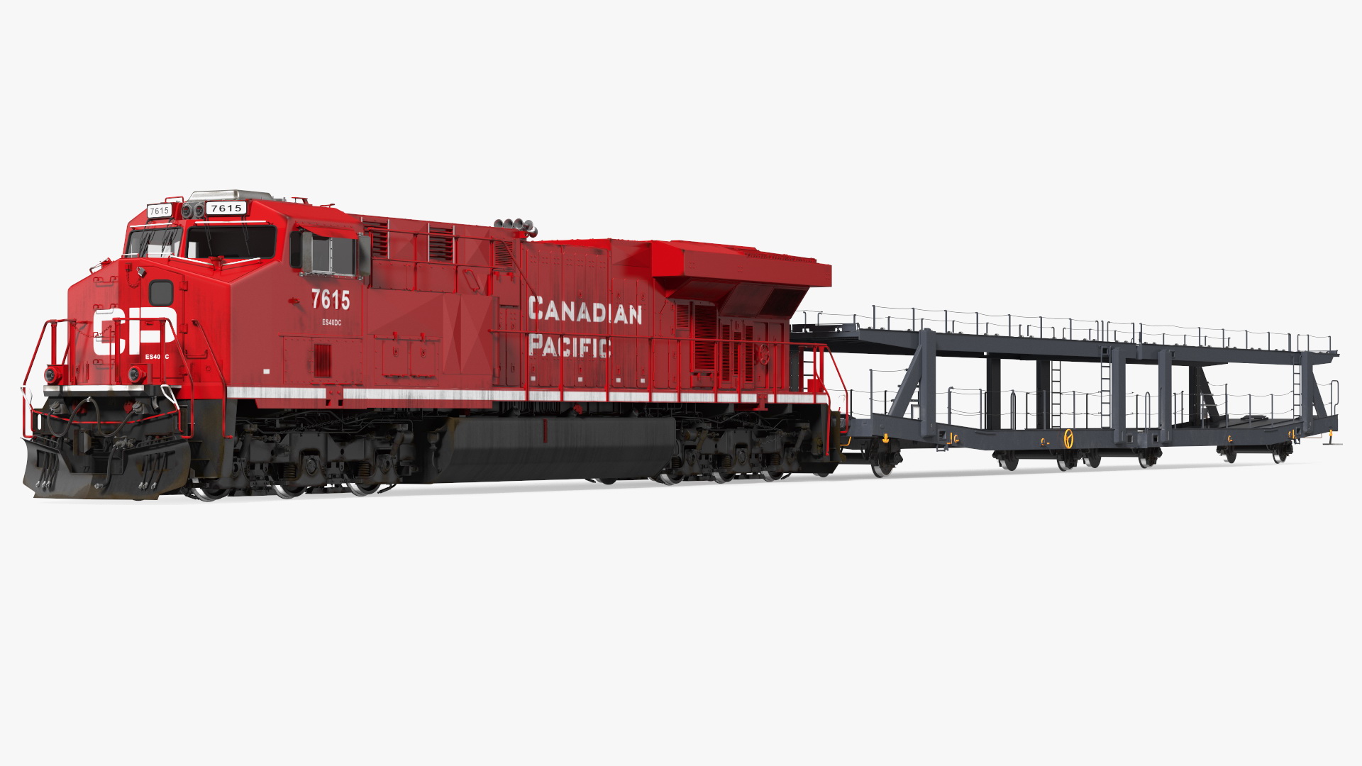 Locomotive Canadian Pacific with Autorack Car Transporter 3D