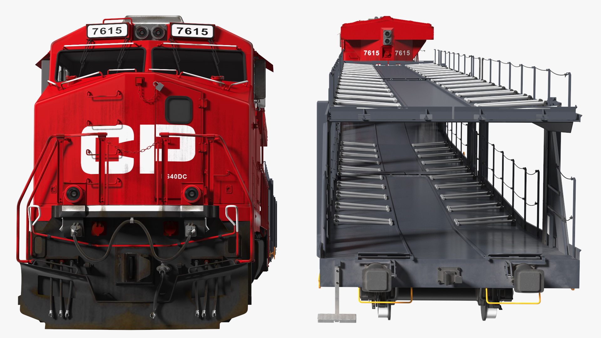Locomotive Canadian Pacific with Autorack Car Transporter 3D