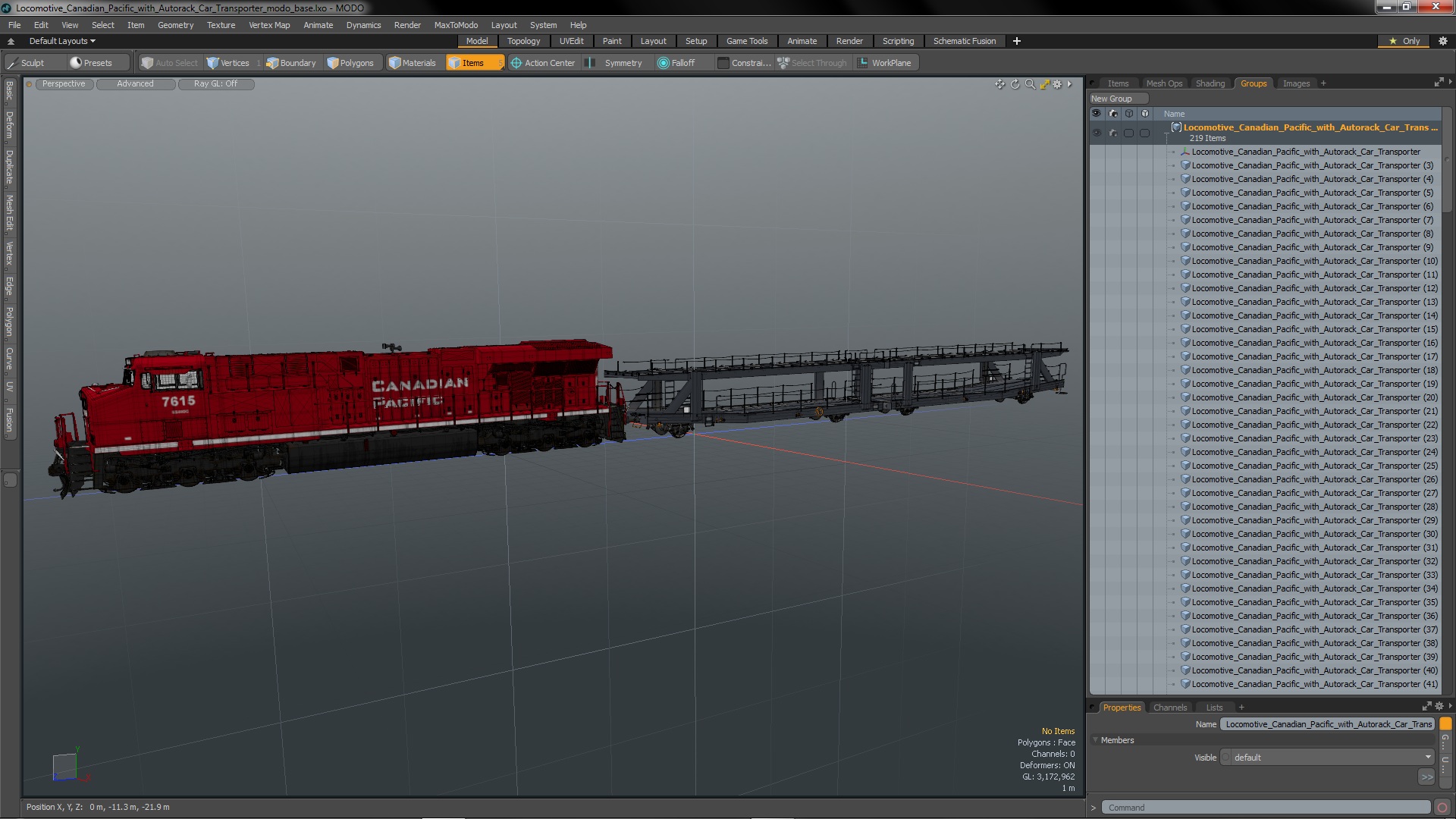 Locomotive Canadian Pacific with Autorack Car Transporter 3D