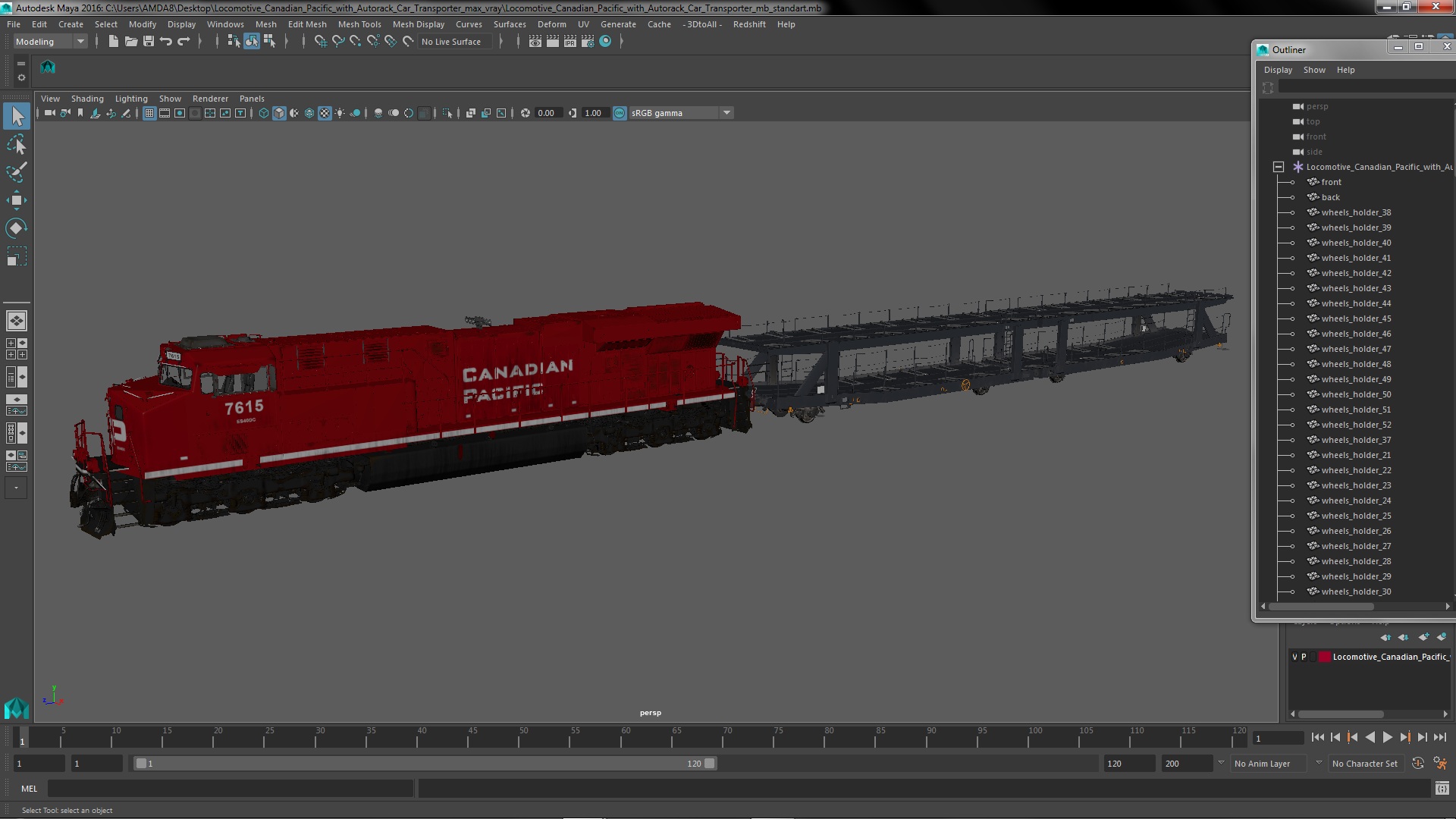 Locomotive Canadian Pacific with Autorack Car Transporter 3D