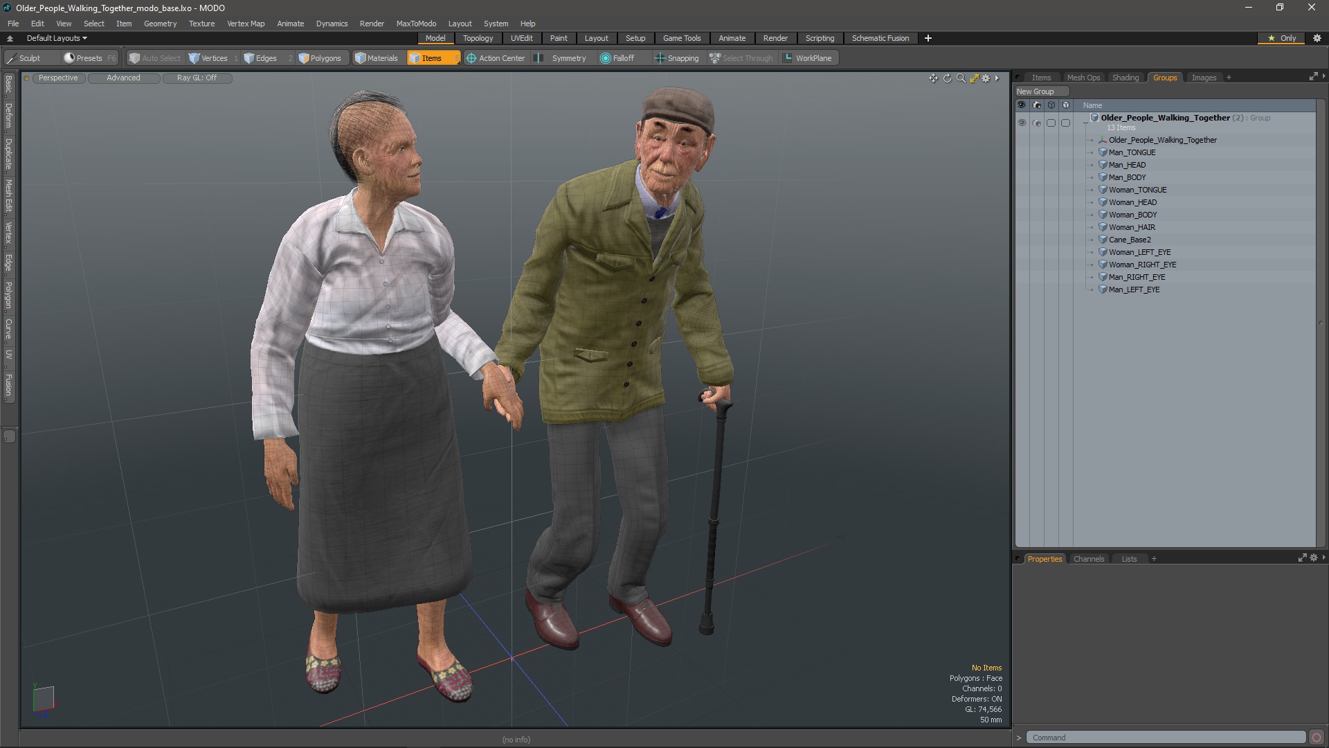 Older People Walking Together 3D model