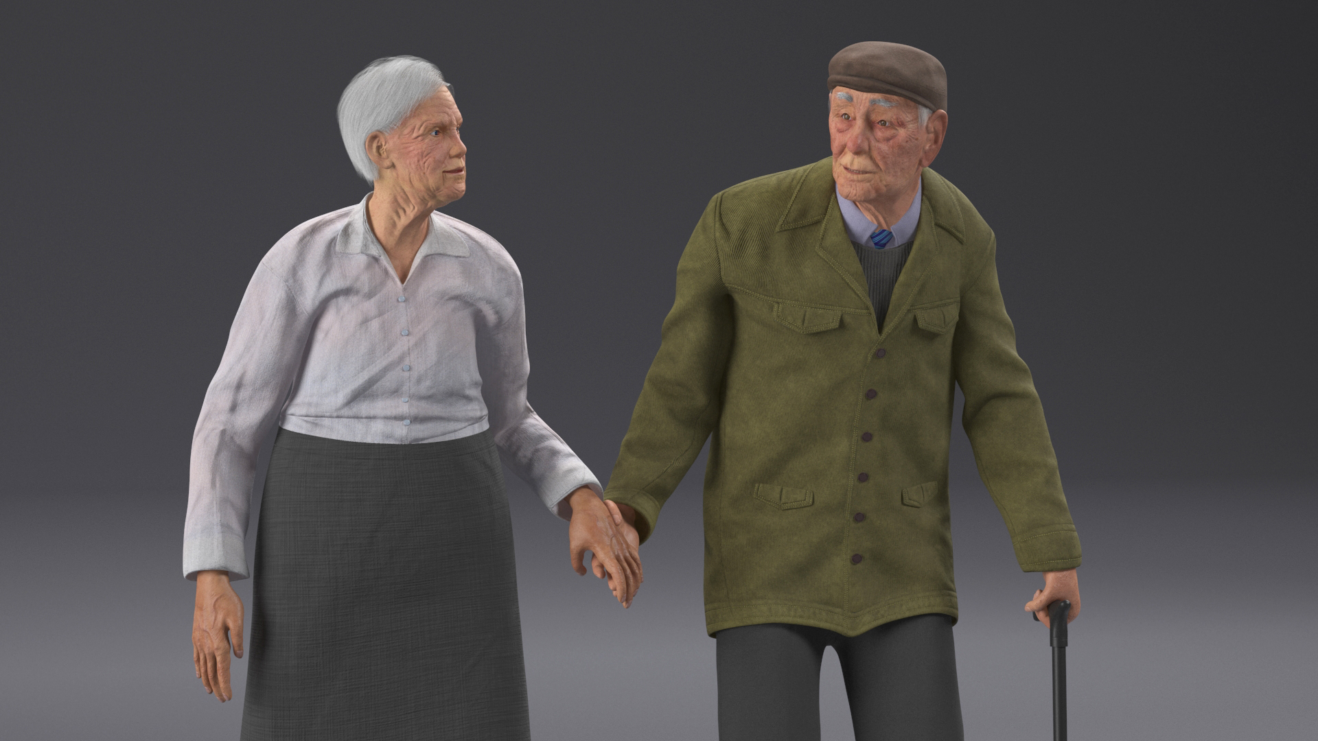Older People Walking Together 3D model