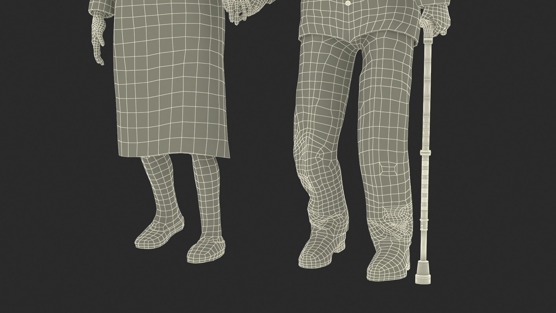 Older People Walking Together 3D model