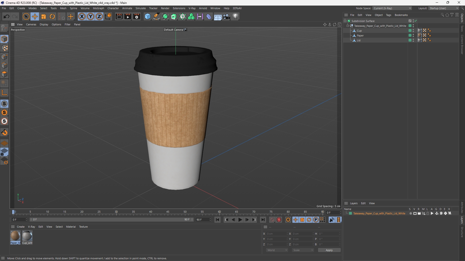 Takeaway Paper Cup with Plastic Lid White - view 12