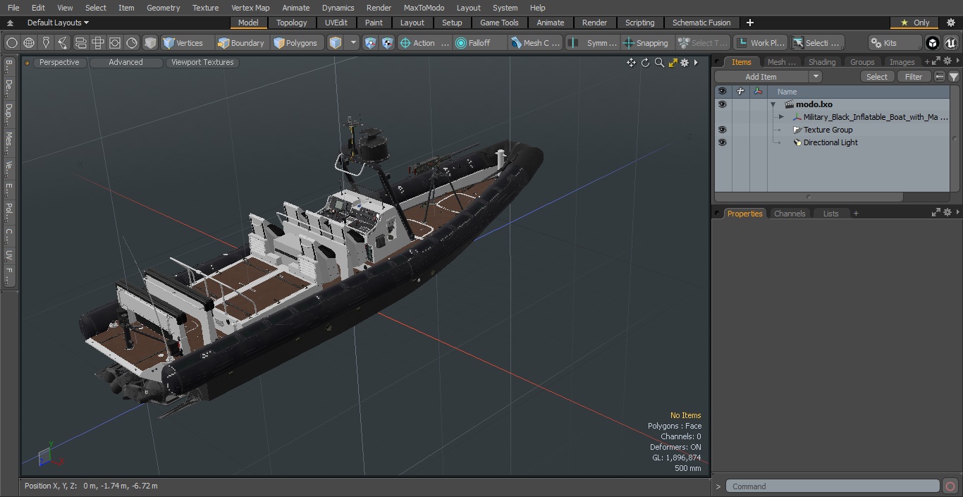 Military Black Inflatable Boat with Machine Gun 3D