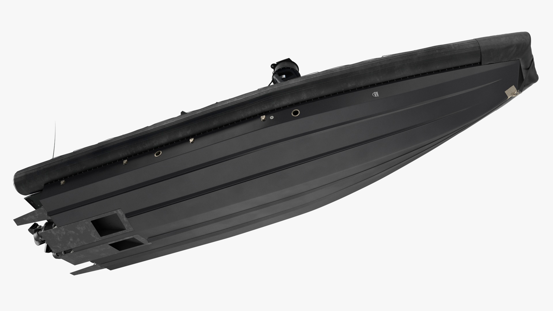 Military Black Inflatable Boat with Machine Gun 3D