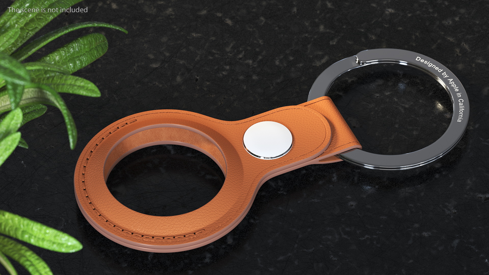 3D AirTag Leather Key Ring Saddle Brown