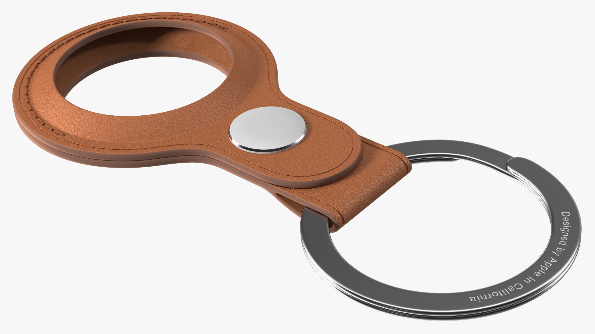 3D AirTag Leather Key Ring Saddle Brown