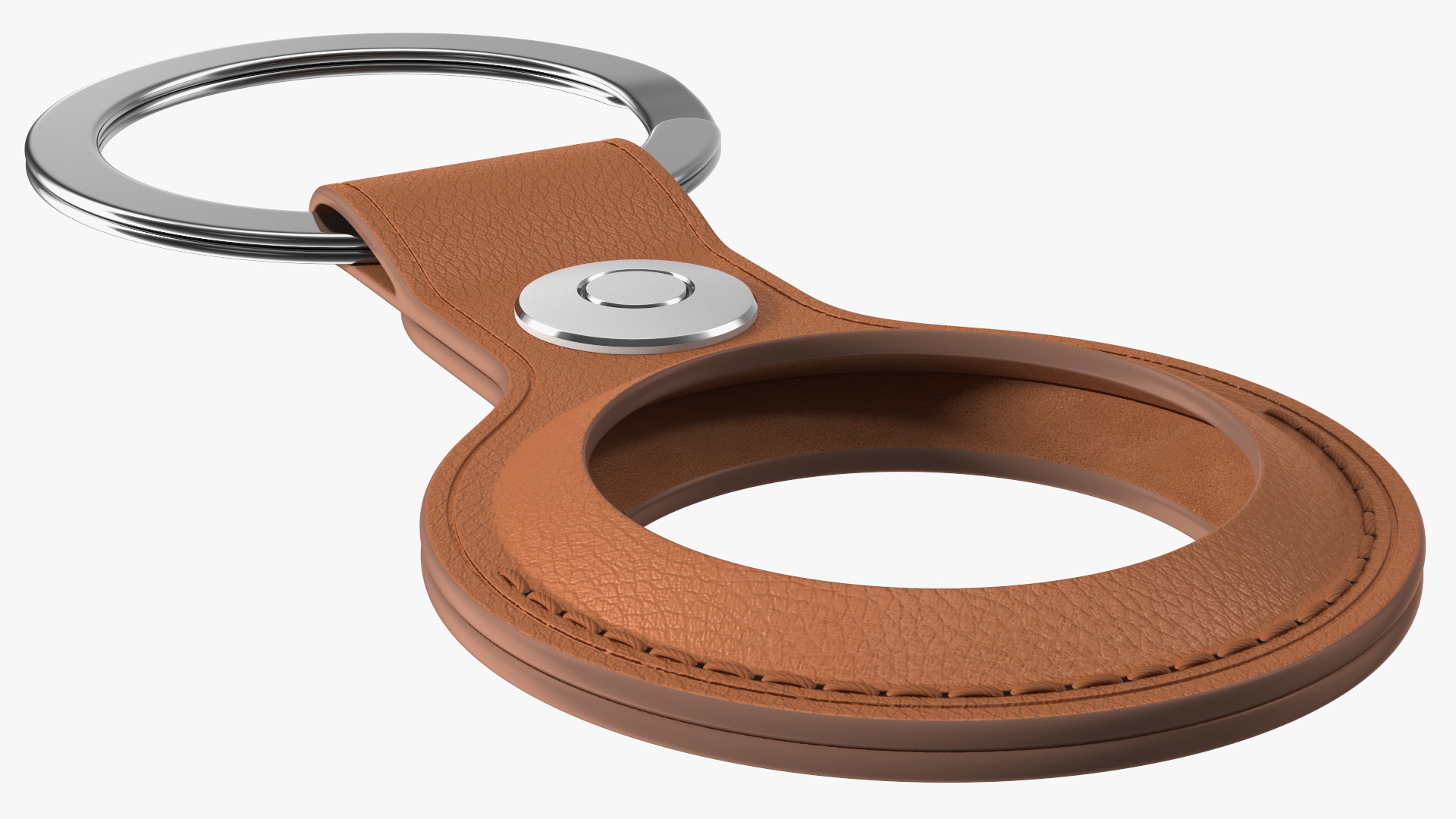 3D AirTag Leather Key Ring Saddle Brown