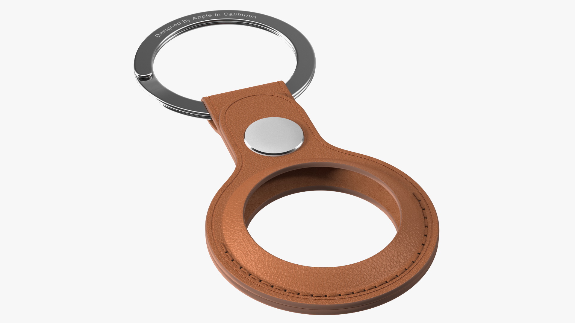 3D AirTag Leather Key Ring Saddle Brown