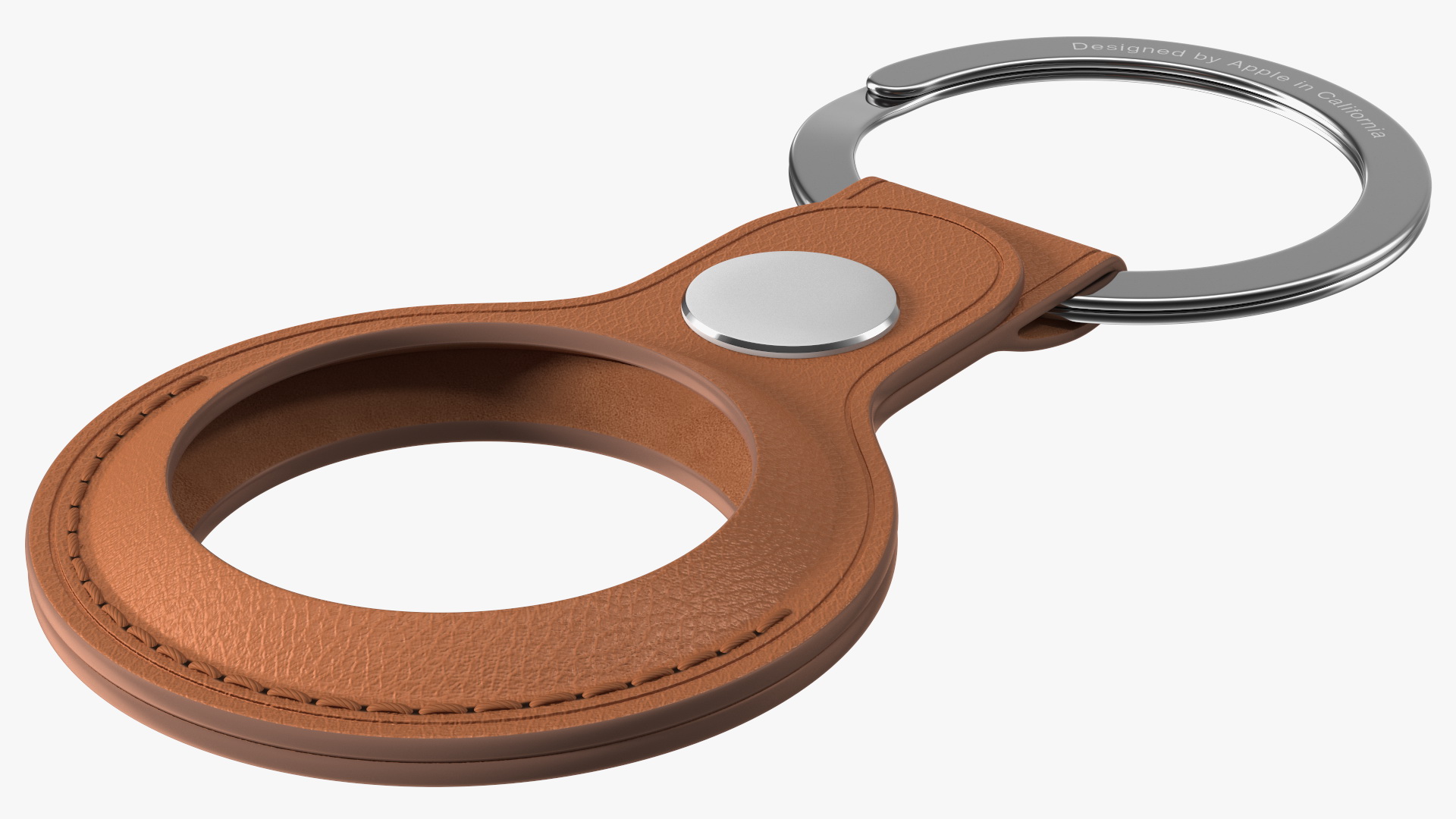 3D AirTag Leather Key Ring Saddle Brown