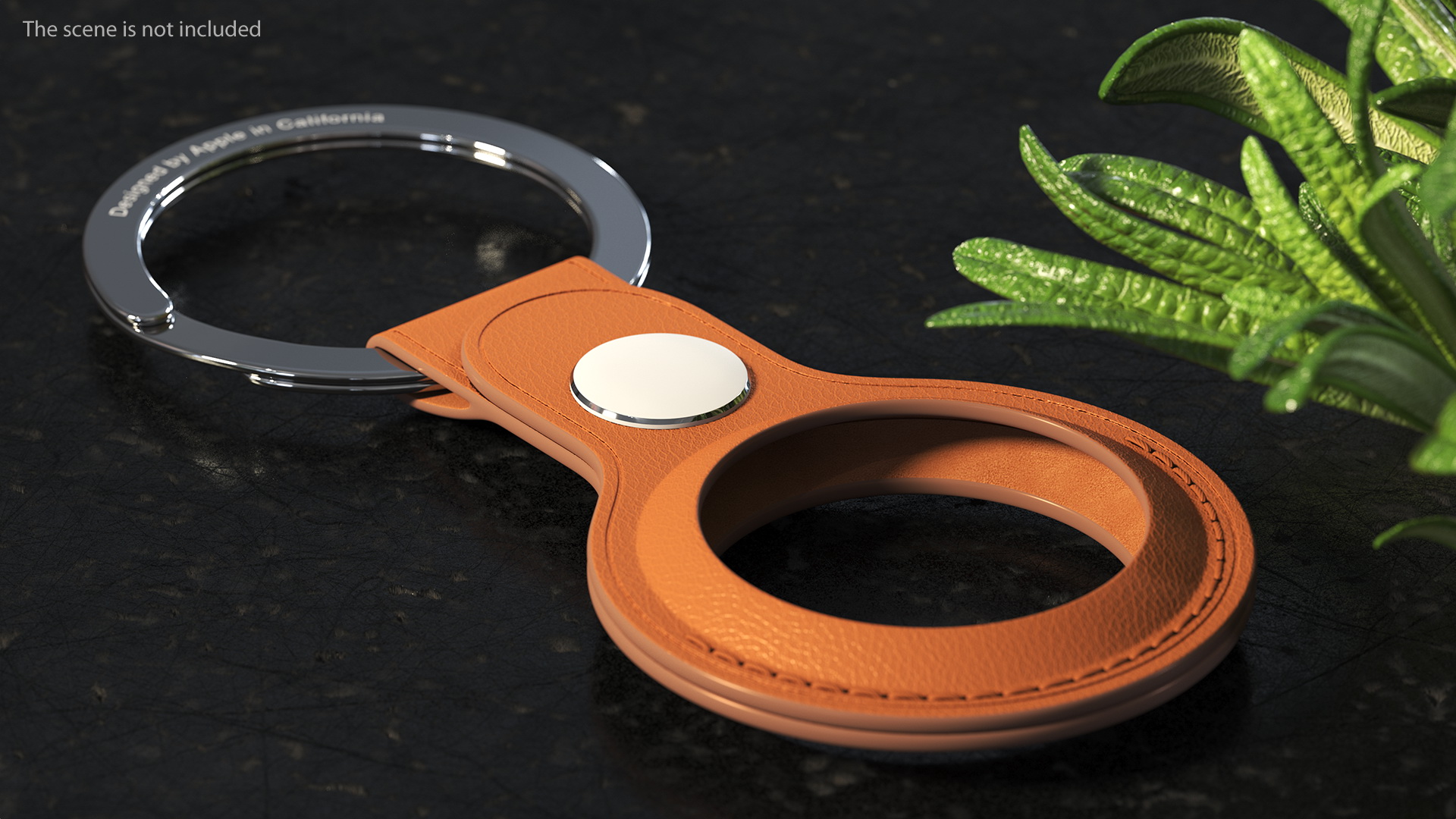 3D AirTag Leather Key Ring Saddle Brown