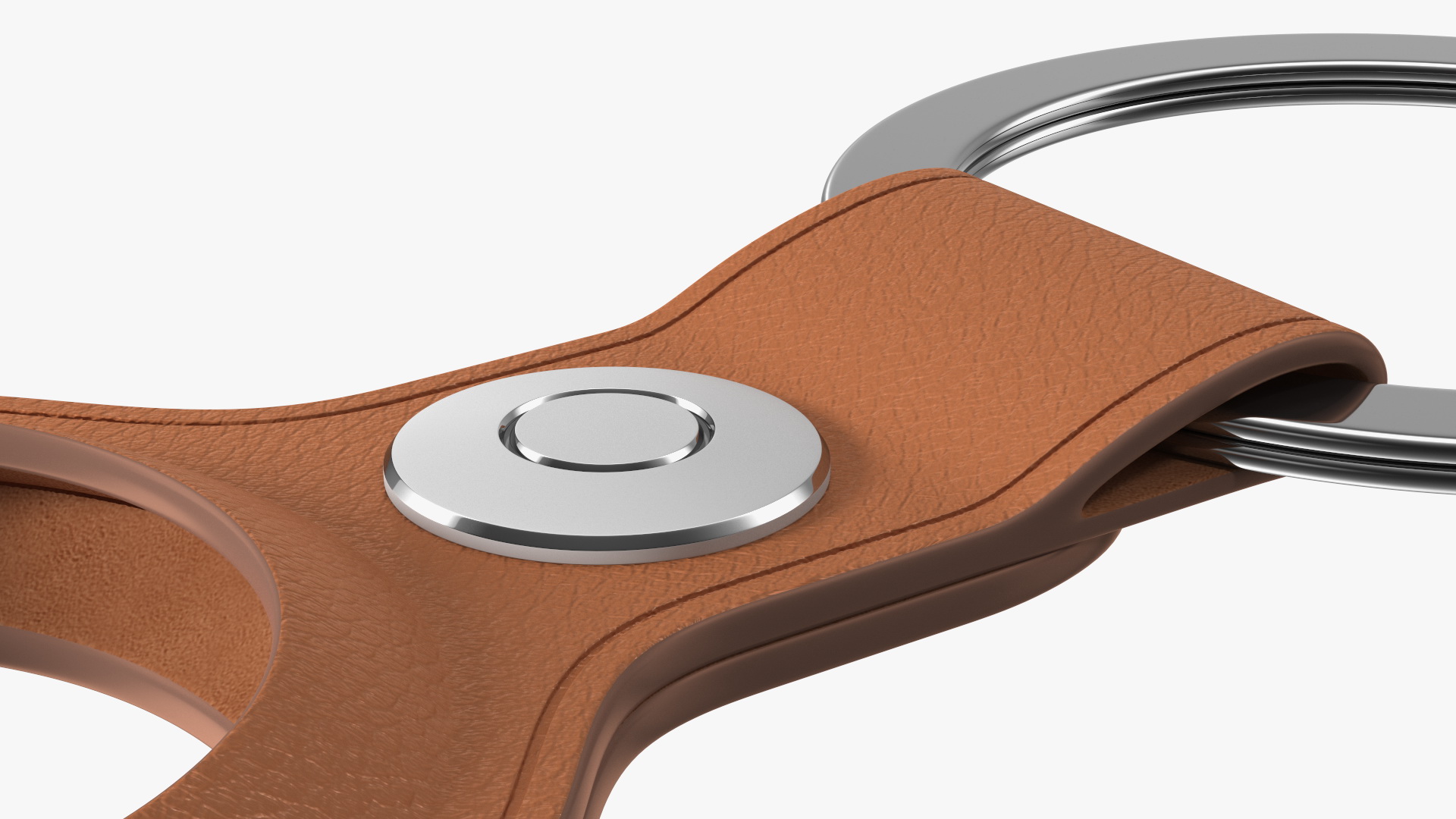3D AirTag Leather Key Ring Saddle Brown
