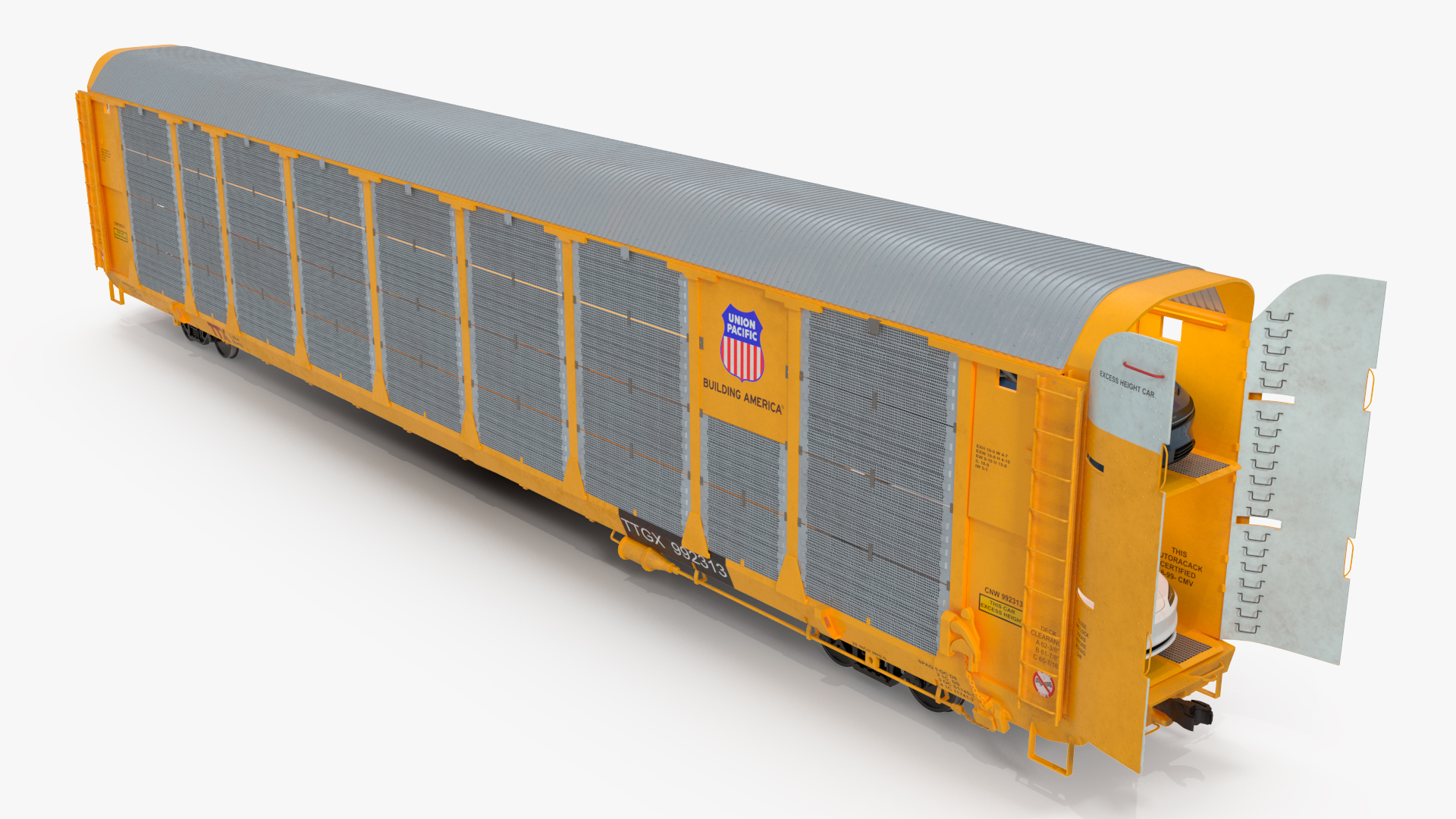 3D model Autorack Railroad Car with Electric Cars