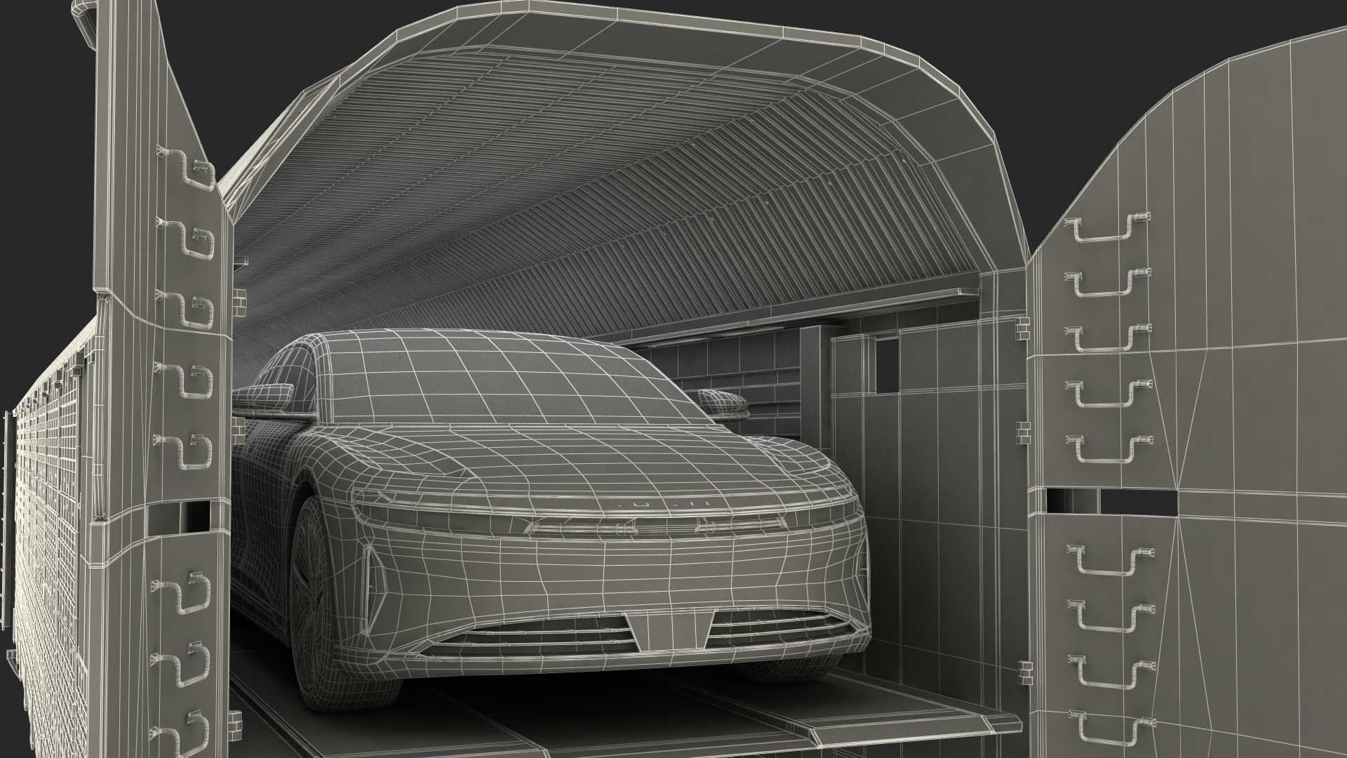 3D model Autorack Railroad Car with Electric Cars