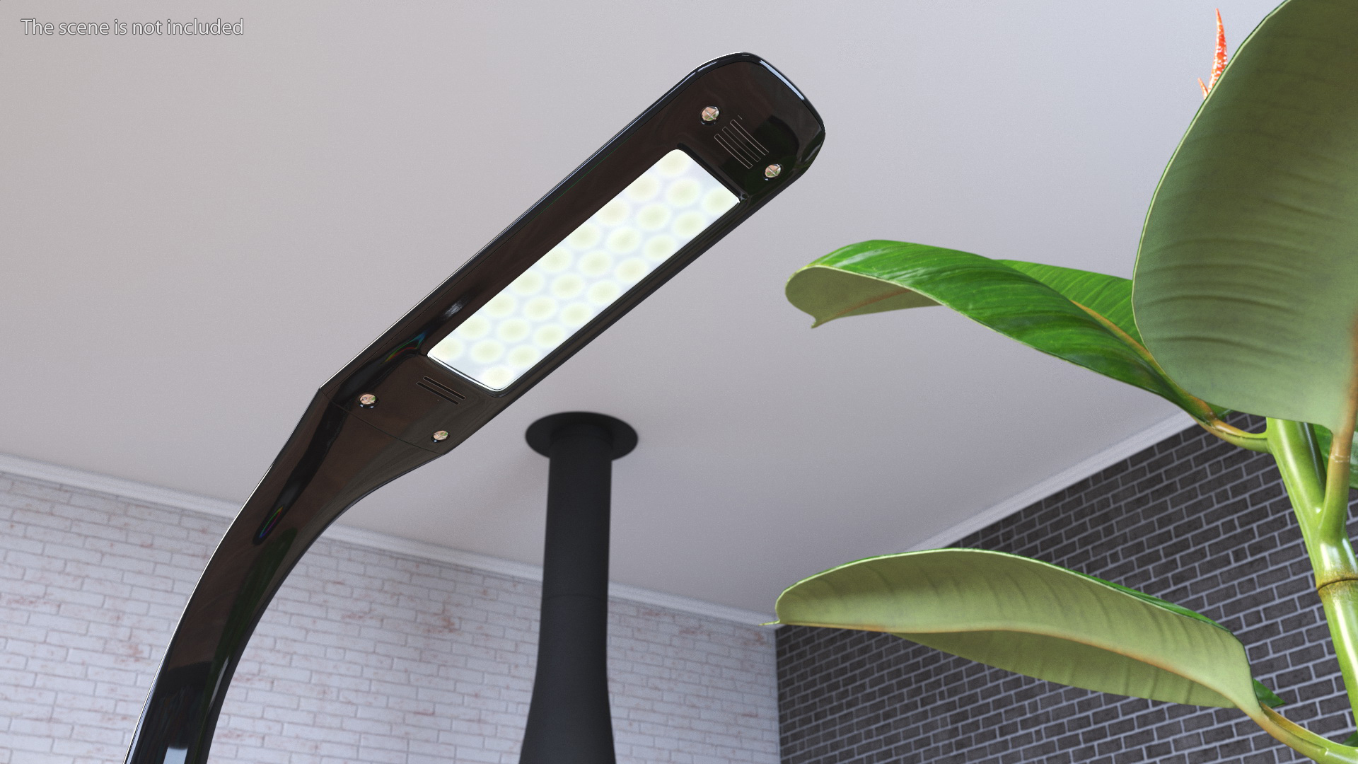 3D Black Desk Lamp Clock Switched On model