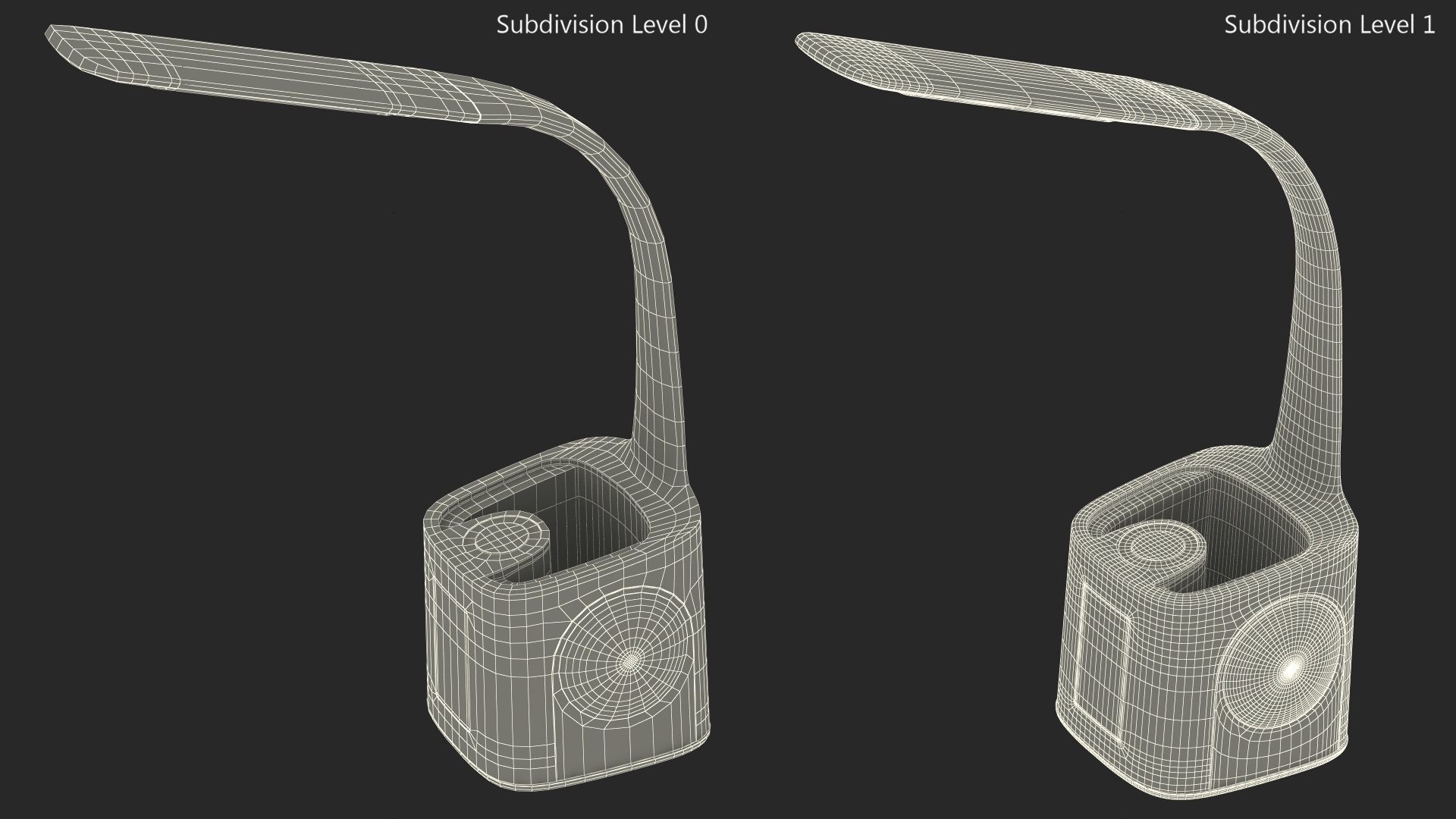 3D Black Desk Lamp Clock Switched On model