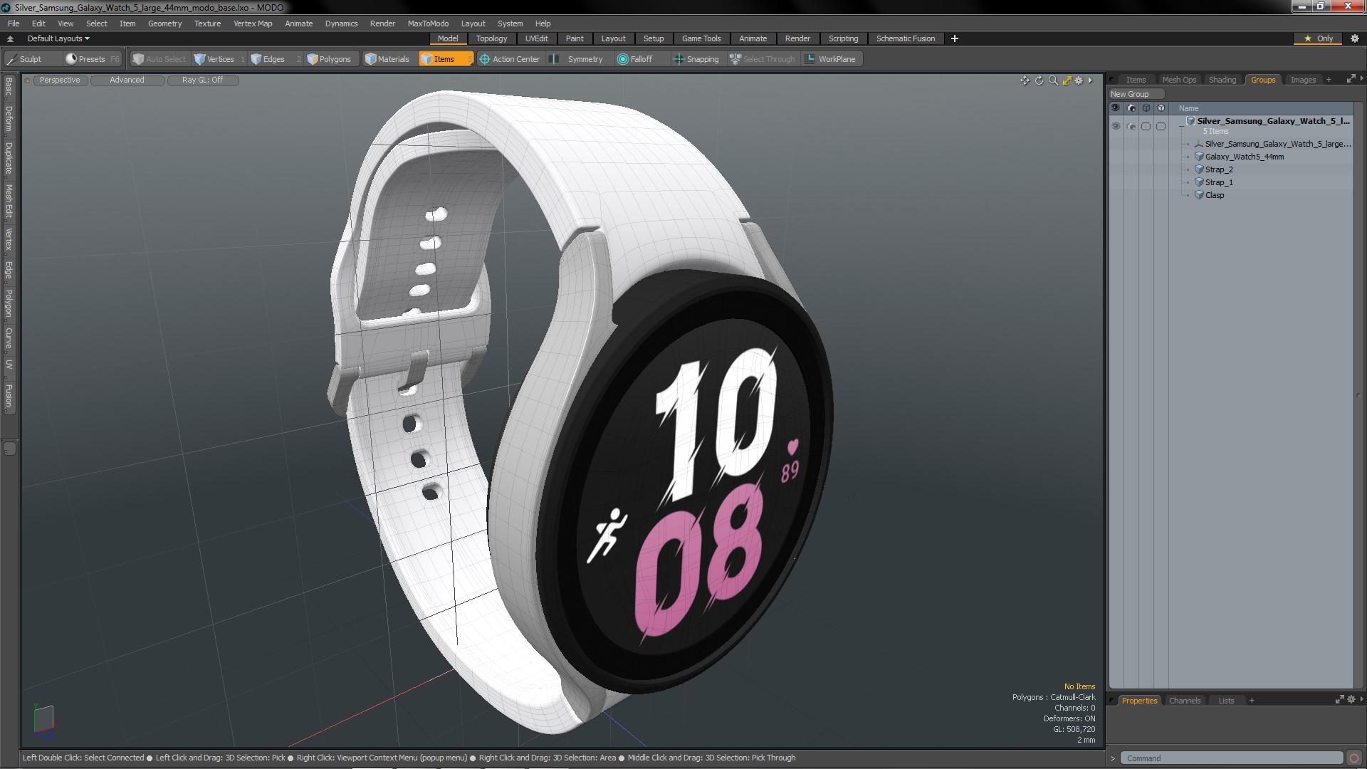 3D model Silver Samsung Galaxy Watch 5 large 44mm